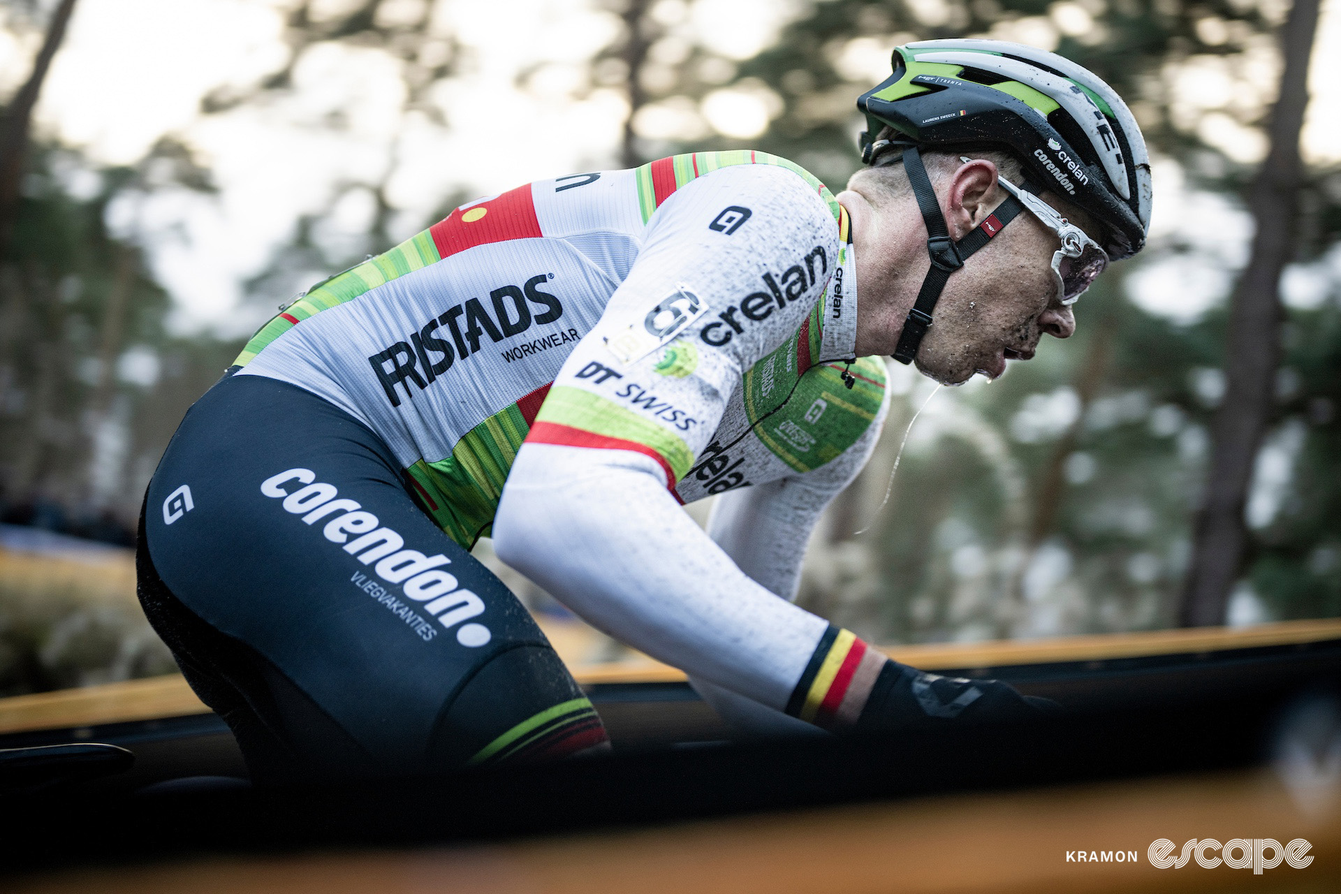 Laurens Sweeck digs deep during cyclocross event Superprestige Mol.