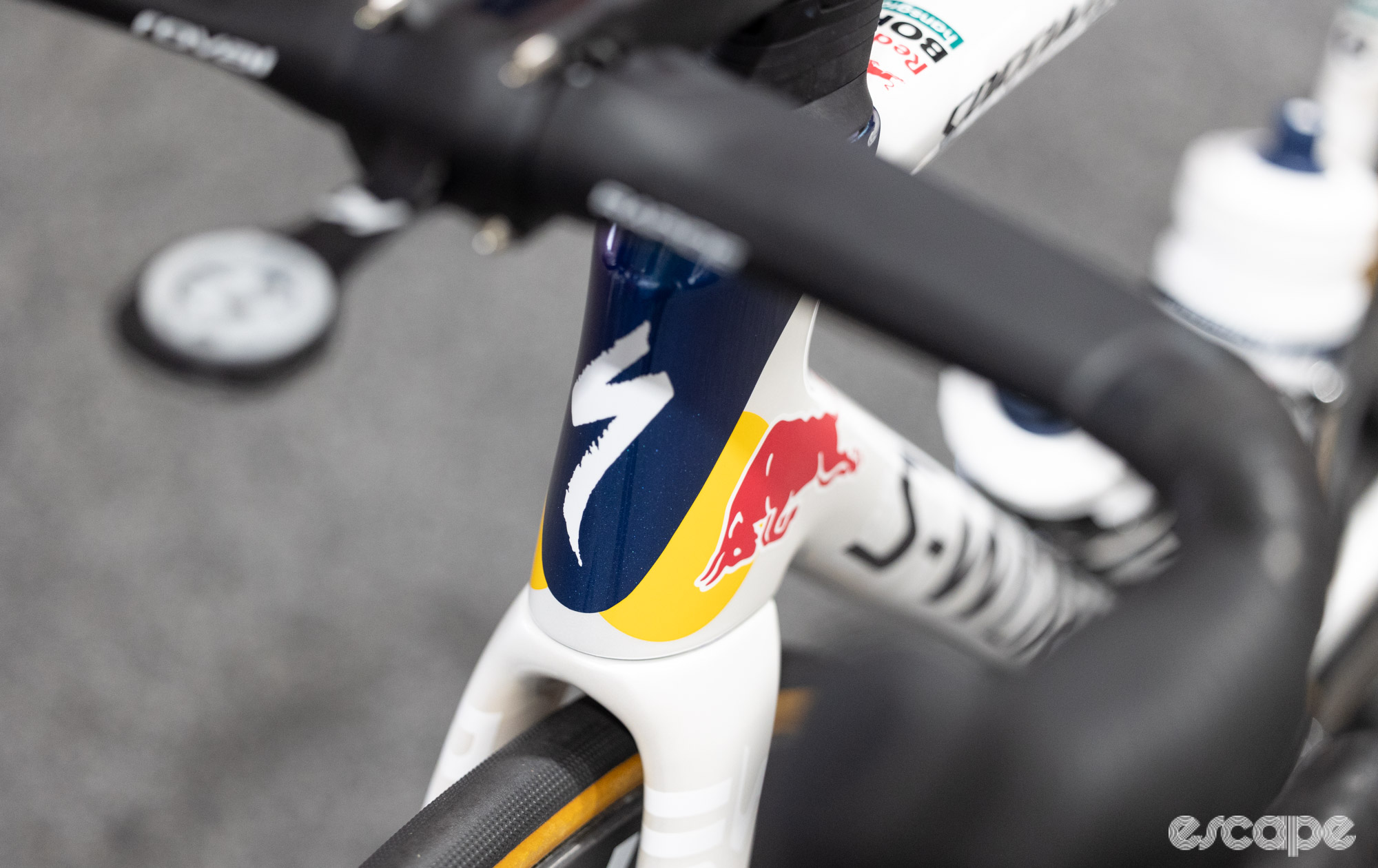 Red Bull logos adorn the head tube