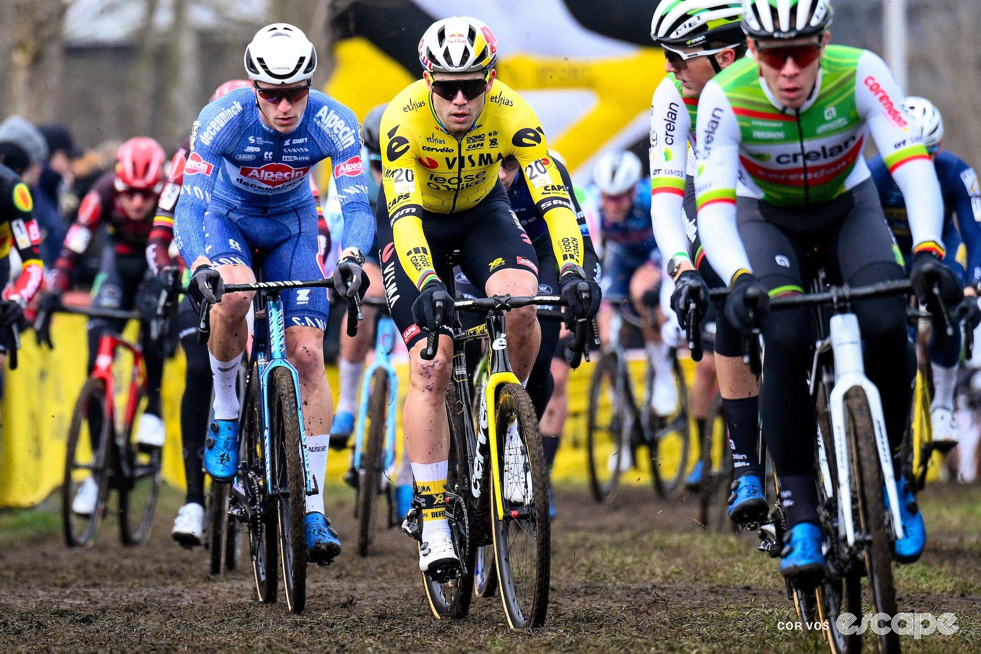 Laurens Sweeck, Emiel Verstrynge, Wout van Aert and Niels Vandeputte during Superprestige Gullegem.