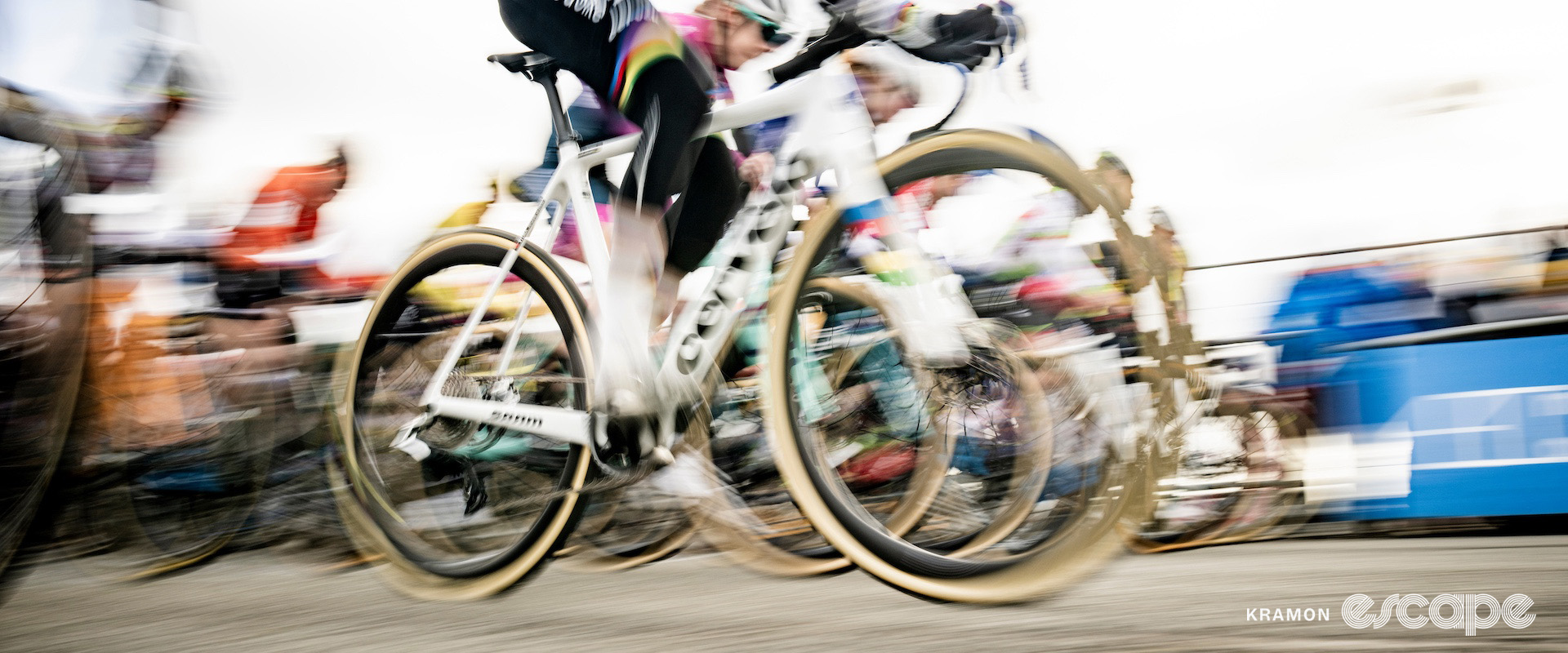 Cinematic shot of the women's start of Superprestige Koksijde.