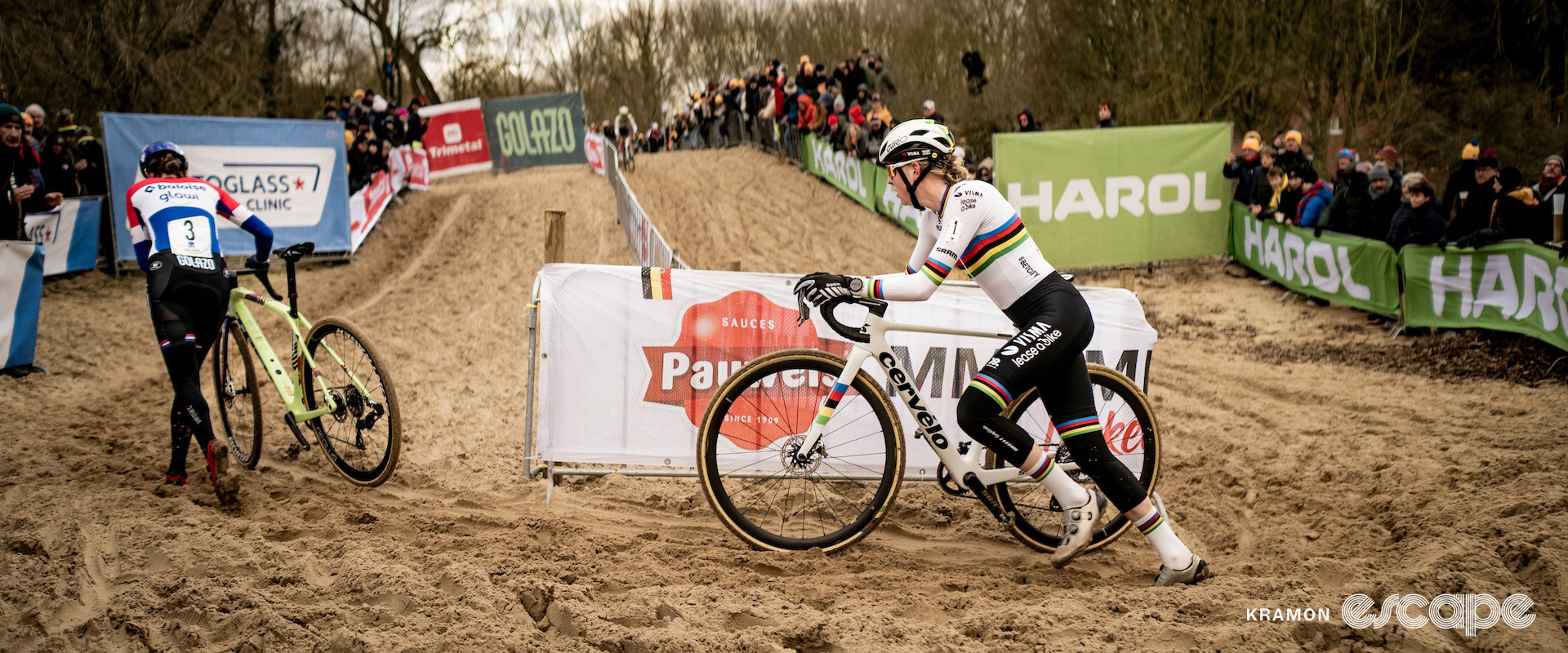 Lucinda Brand and Fem van Empel during Superprestige Koksijde.