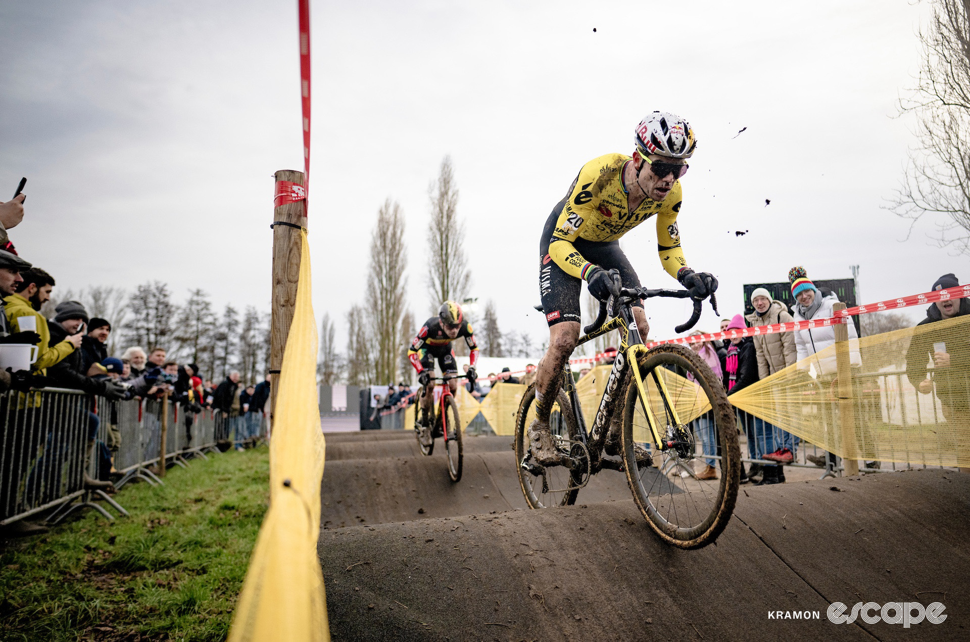 Wout van Aert leads Eli Iserbyt during Superprestige Gullegem.