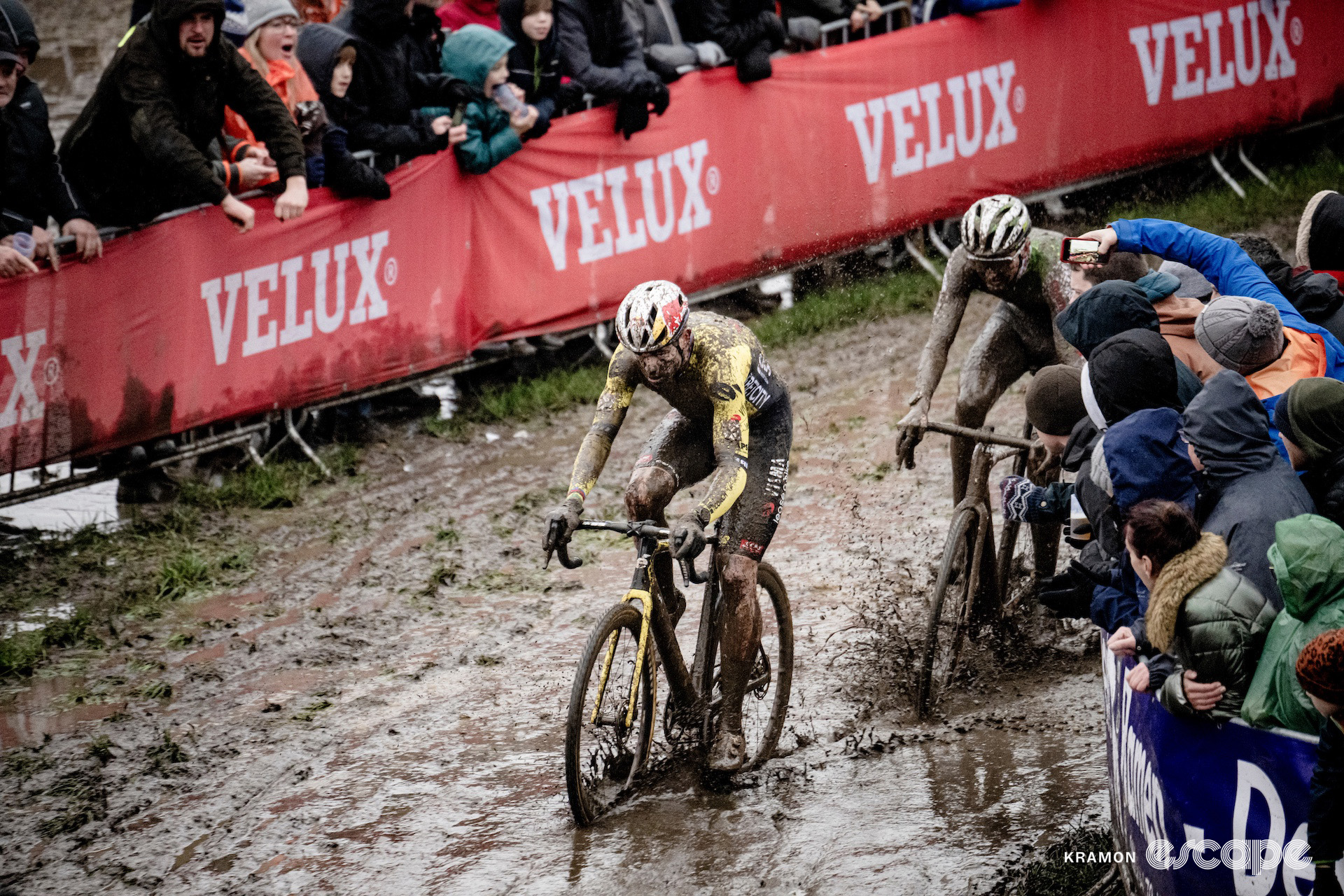 Wout van Aert and Emiel Verstrynge during World Cup Dendermonde.