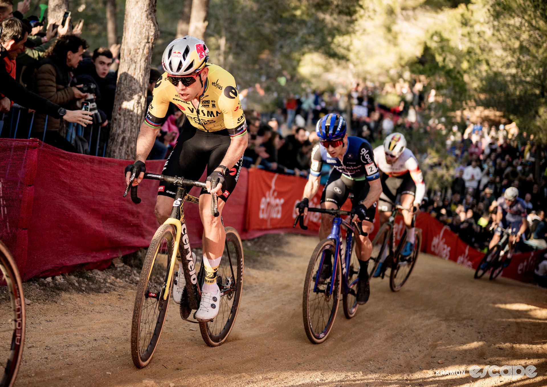 Wout van Aert and Lars van der Haar during cyclocross World Cup Benidorm.