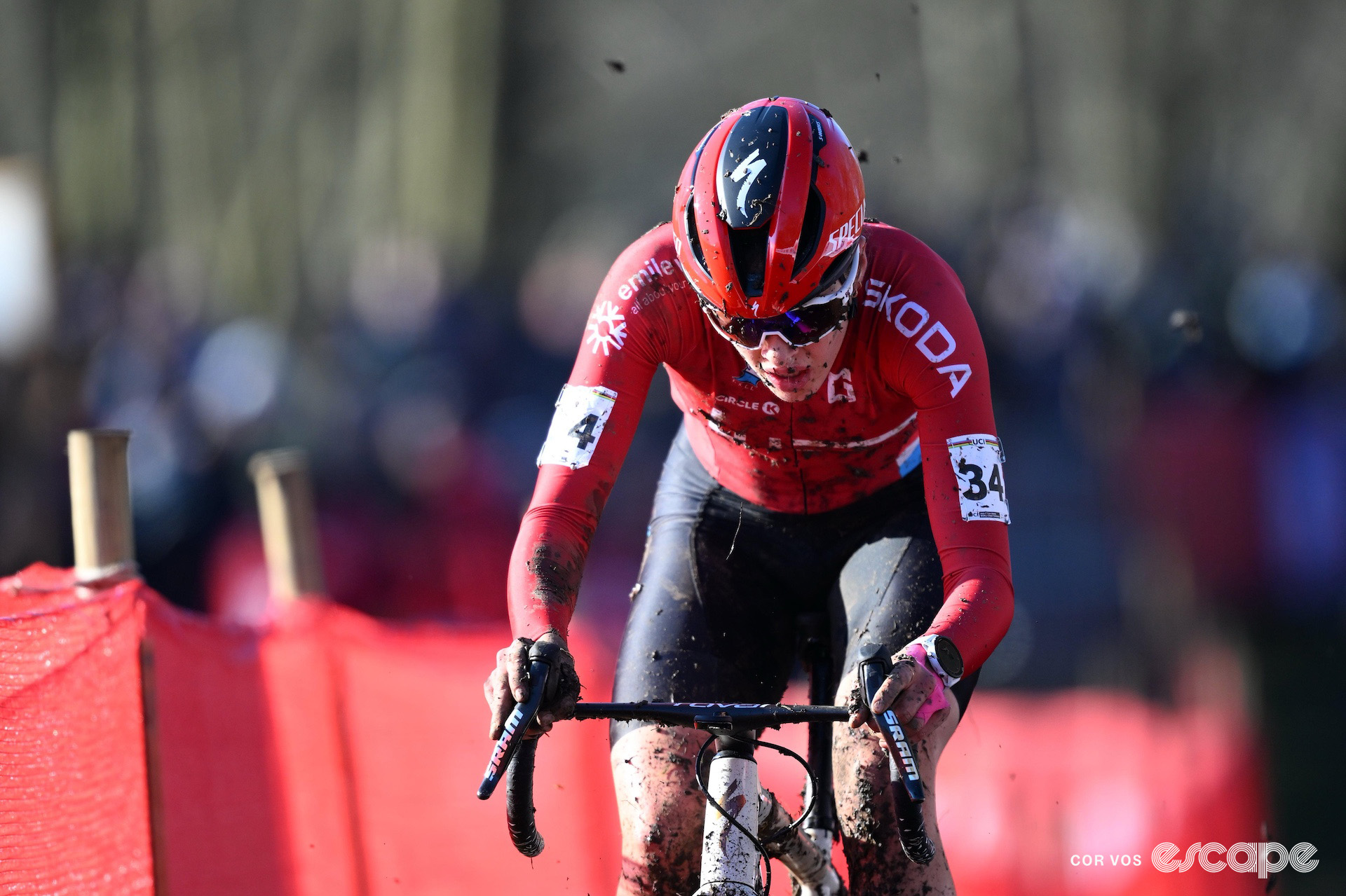 Marie Schreiber of Luxembourg during the 2025 under-23 women's cyclocross World Championships.