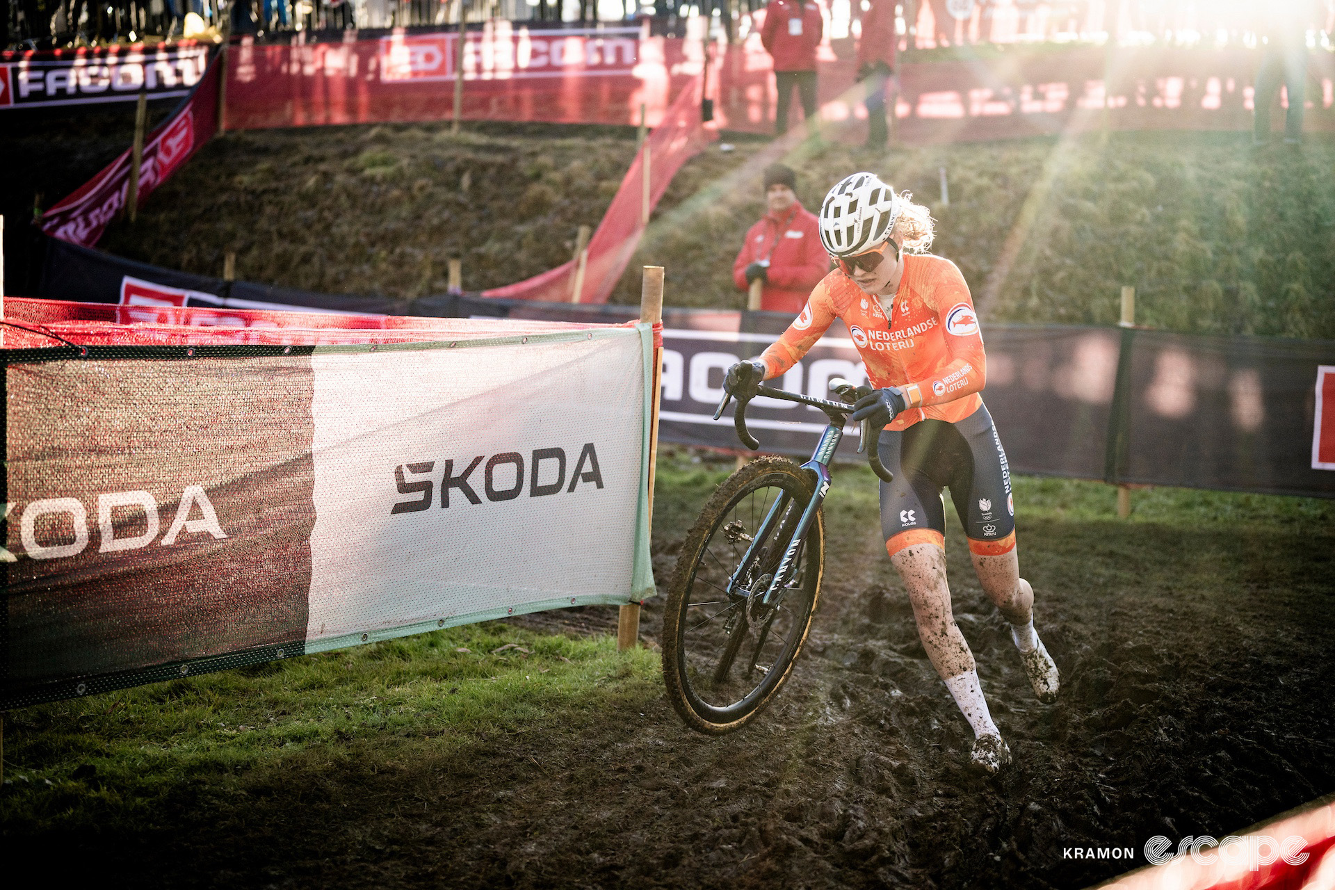 Puck Pieterse during the 2025 elite women's cyclocross World Championships.