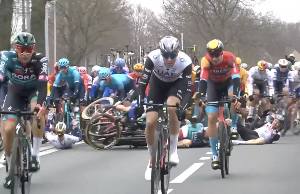 One rider's risky manoeuvre causes huge crash at Tour of Flanders