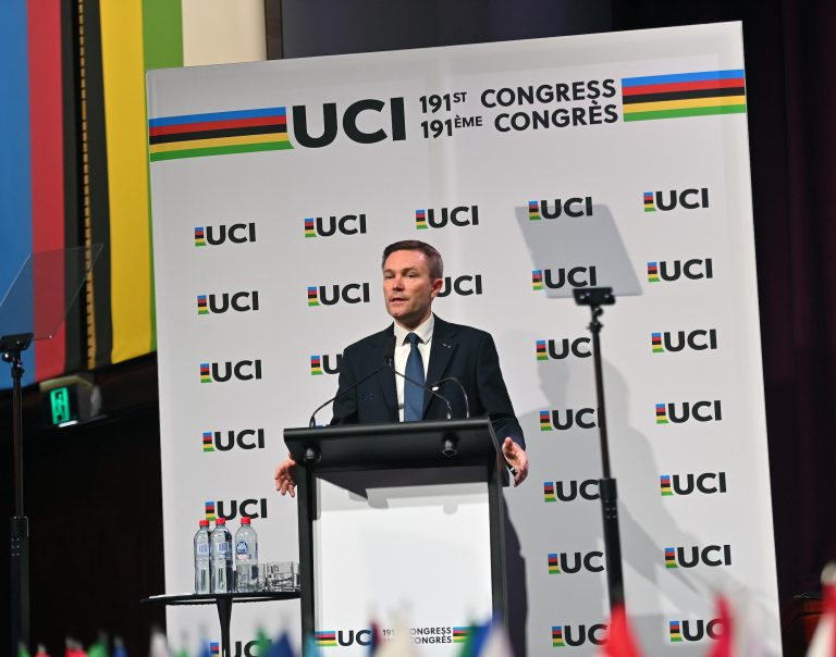The photo shows UCI president David Lappartient