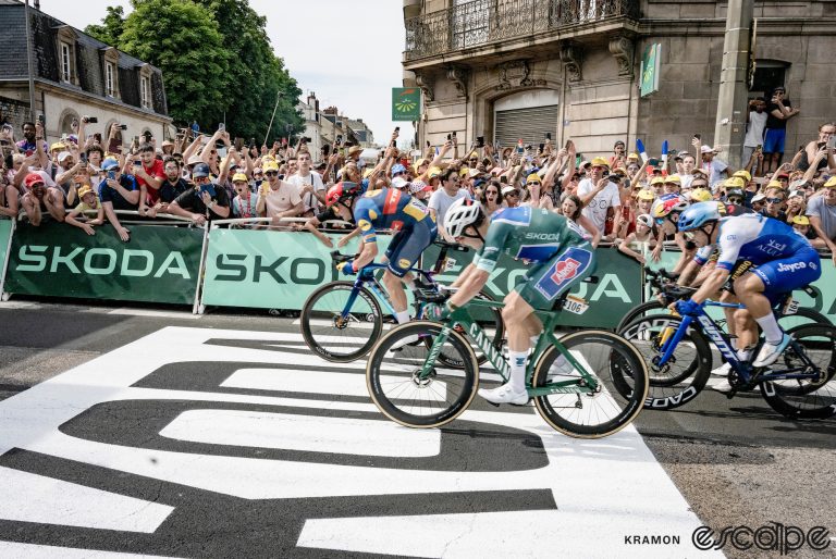 Mads Pedersen sprints to victory at the Tour de France.