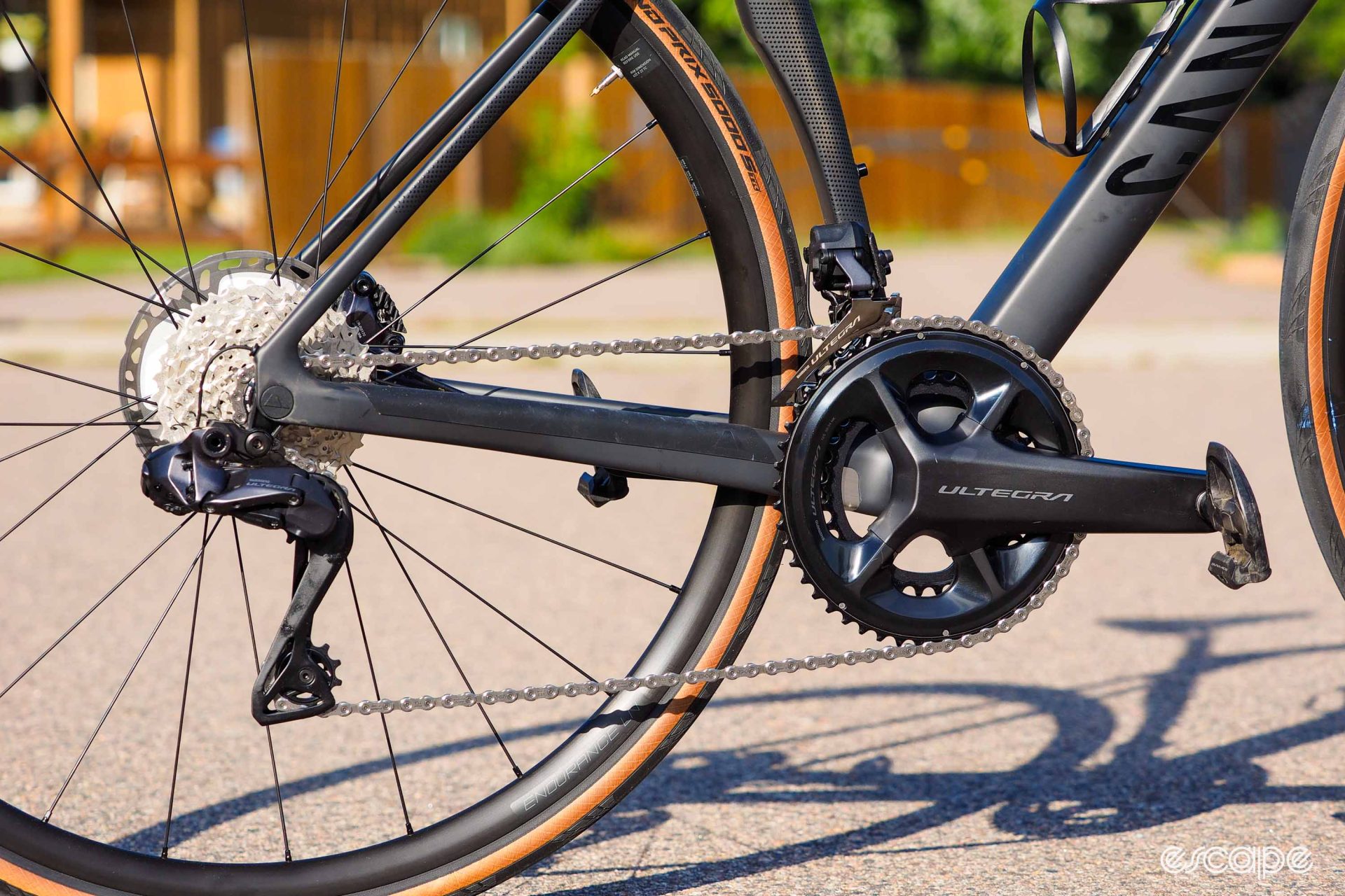 Canyon equips the 2024 Endurace CF with a long-cage rear derailleur to accommodate wide-range gearing.