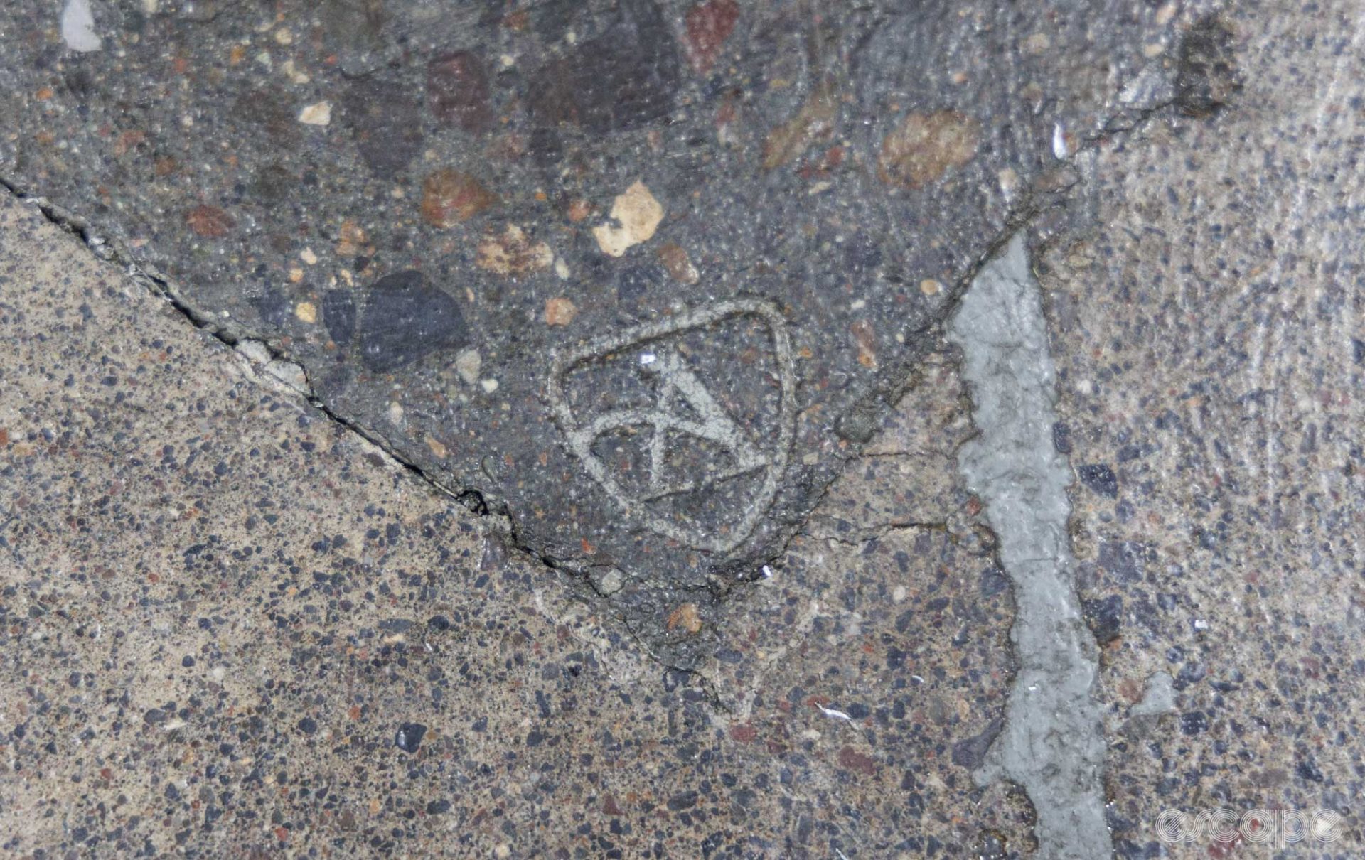 The Abbey logo stamped into the concrete.