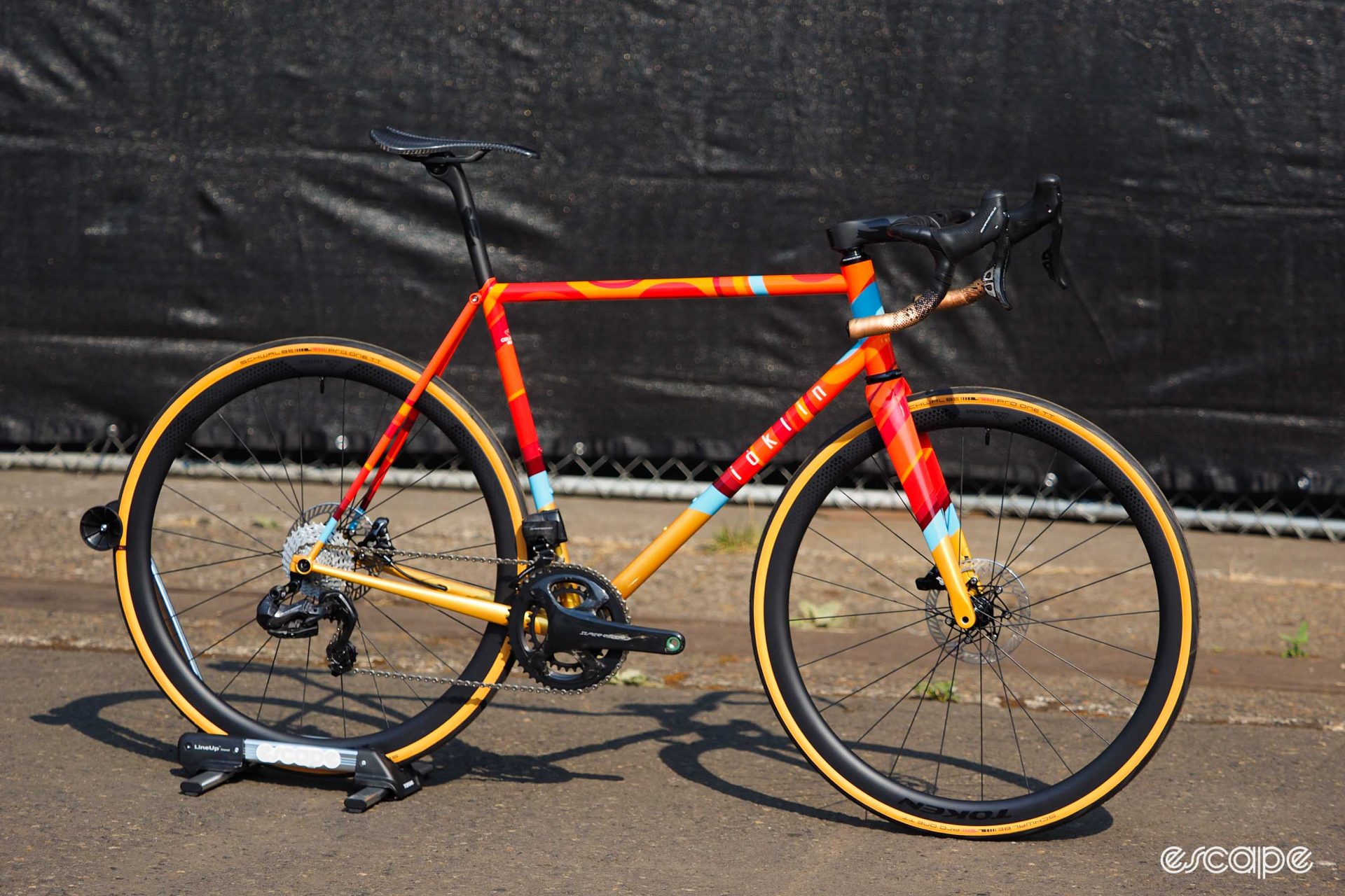 Profile image of Ioklin frameworks road bike, in vibrant colours.