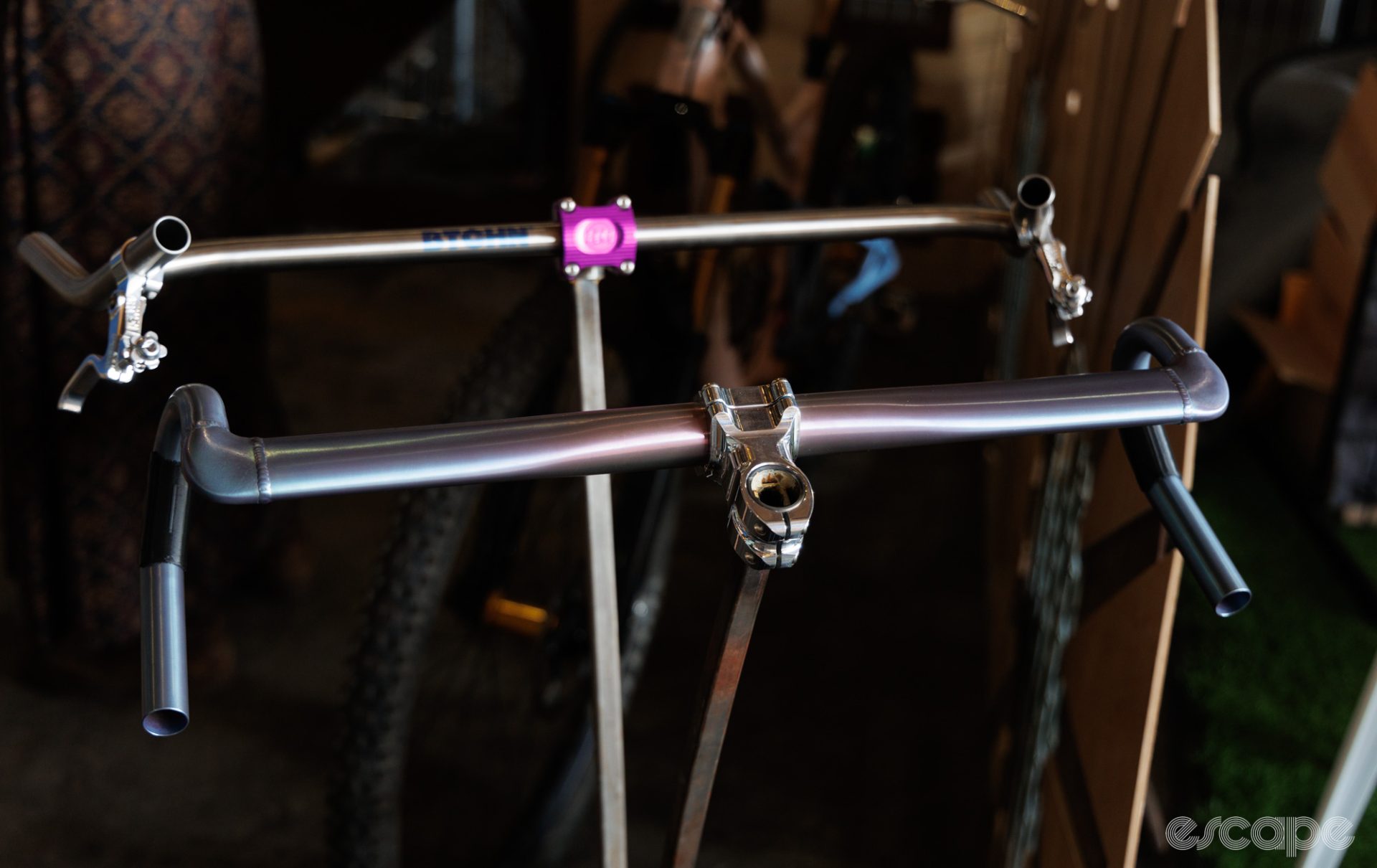 Another view of a welded titanium handlebar. 