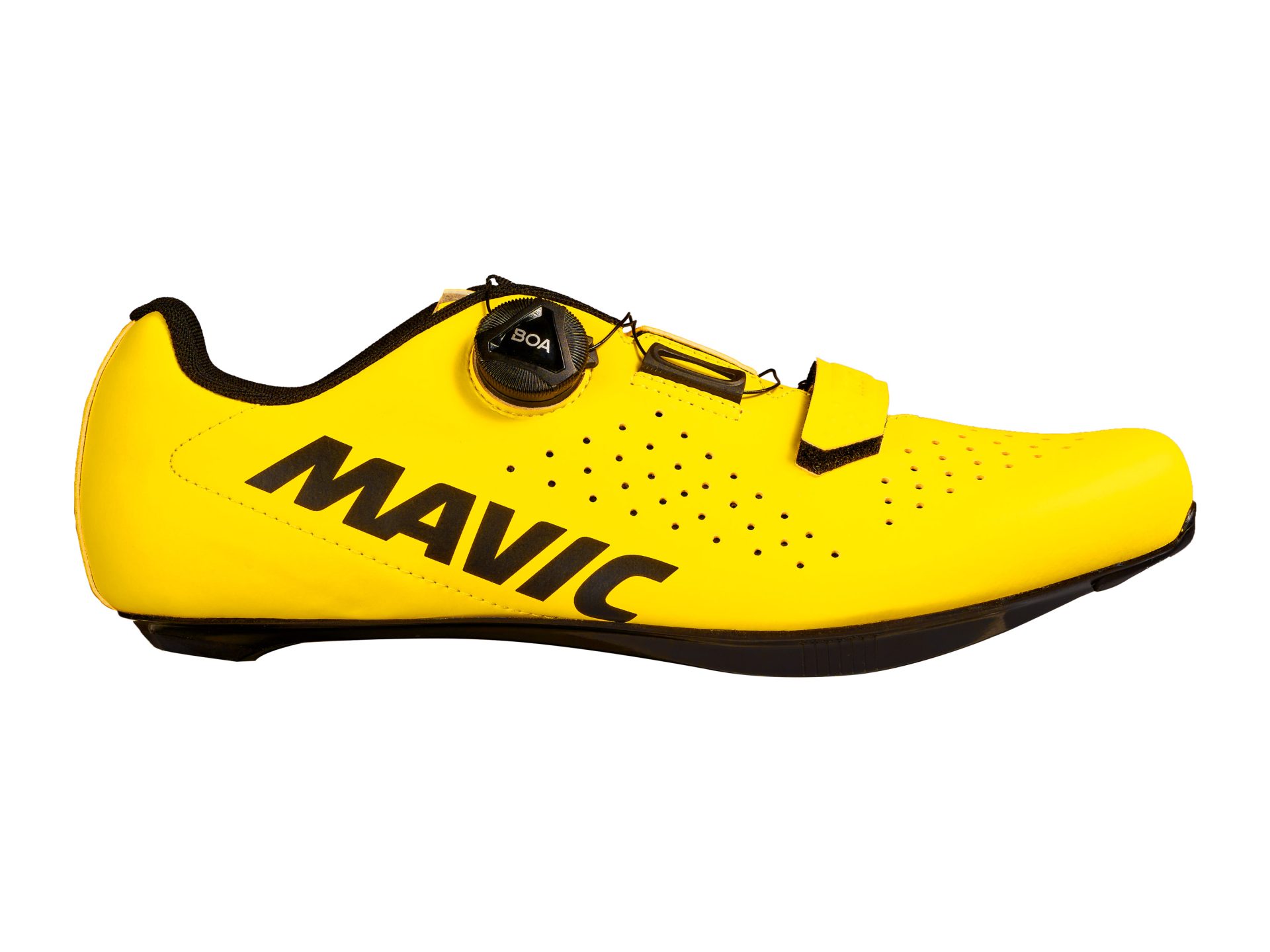 Yellow Mavic road cycling shoes