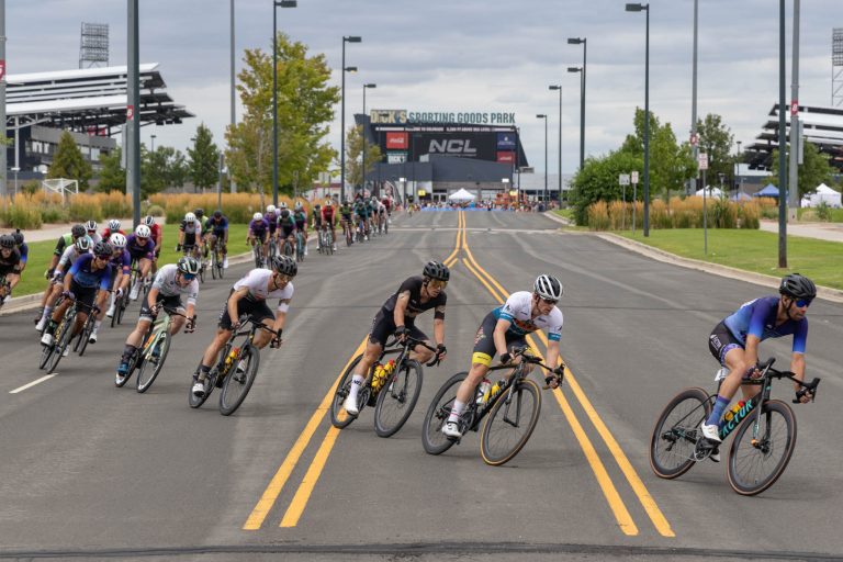 Riders race at the 2023 NCL Cup round in Denver, Colorado.