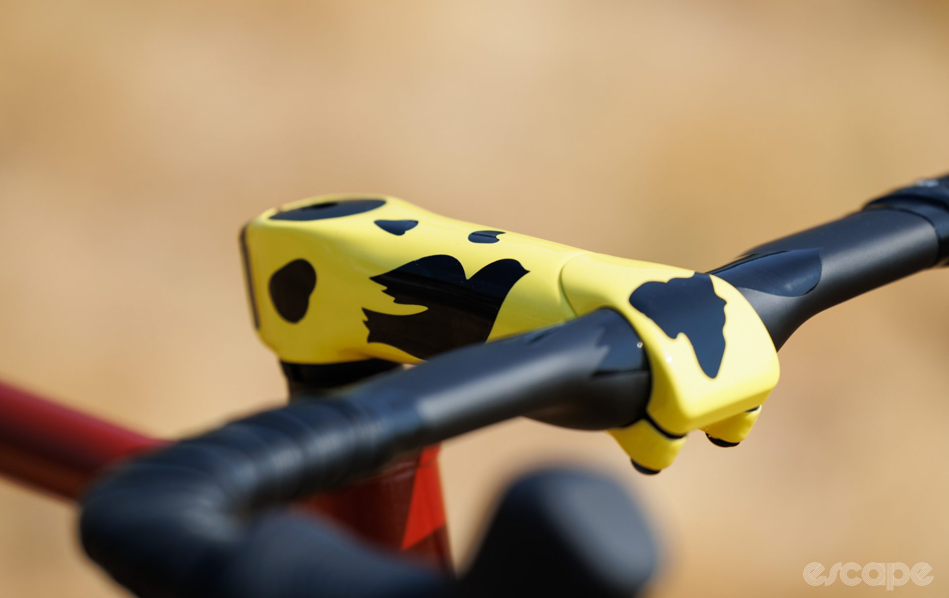 A close look at the Columbus Trittico stem, painted in yellow by Onguza. 
