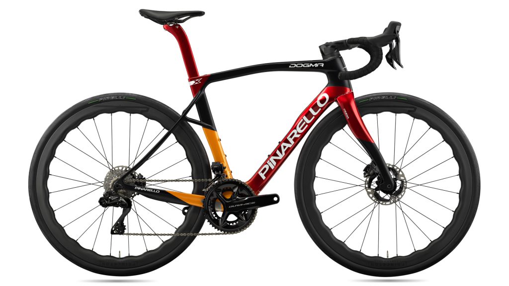 This image shows the new Dogma X in Red, black and orange colour way