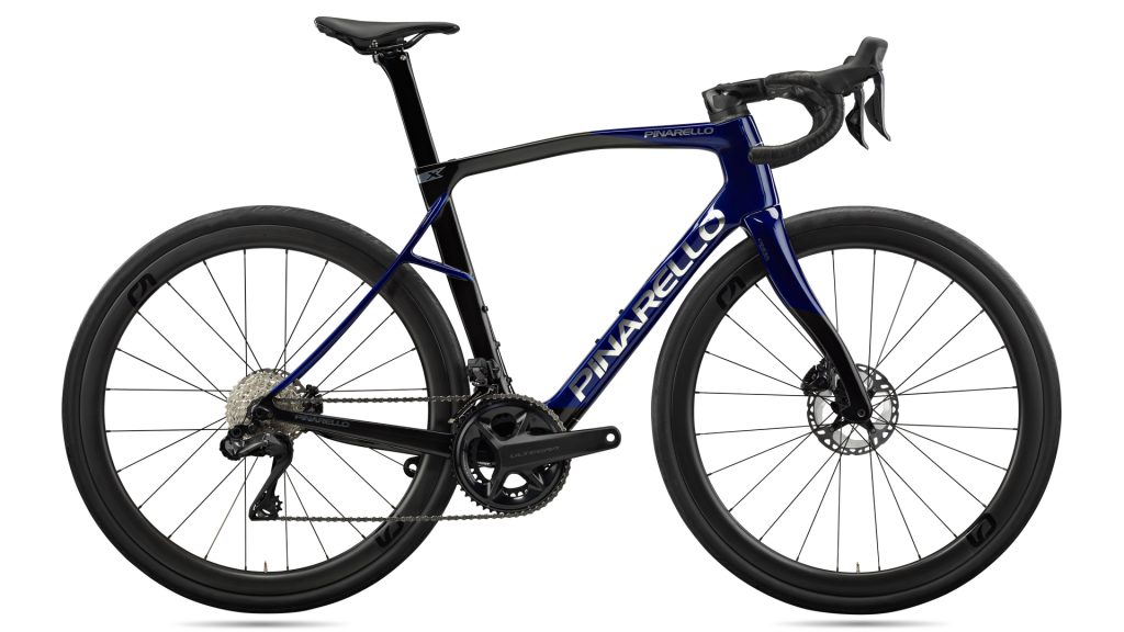 This image shows the new Pinarello X7 in navy and black colour way