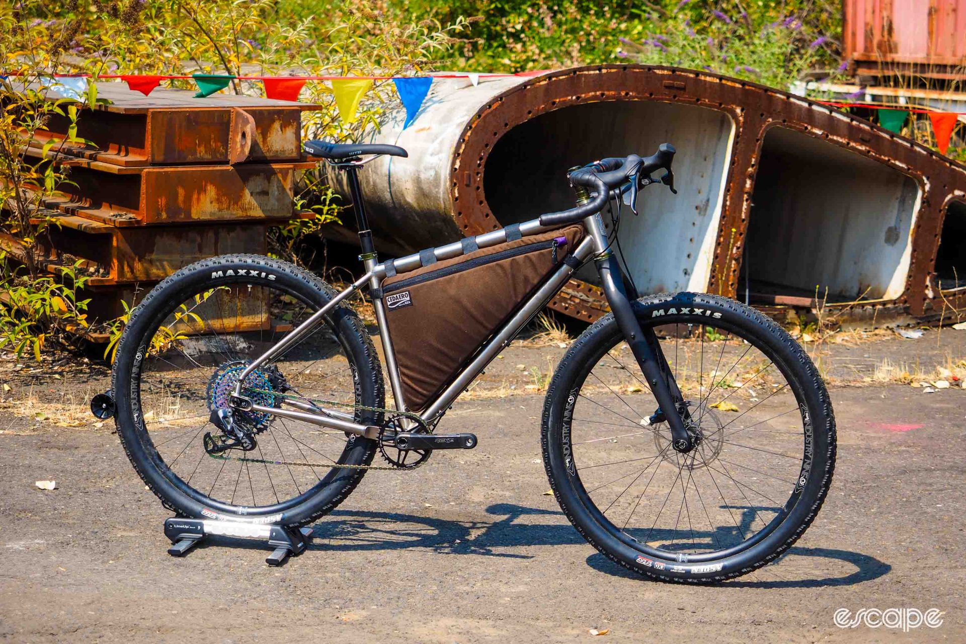 Side profile of the Otso Warakin Ti bikepacking bike.