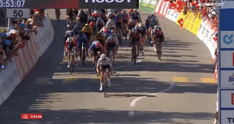 Sofia Bertizzolo catches Carina Schrempf on the line to win the first stage of the 2023 Tour de Romandie. 