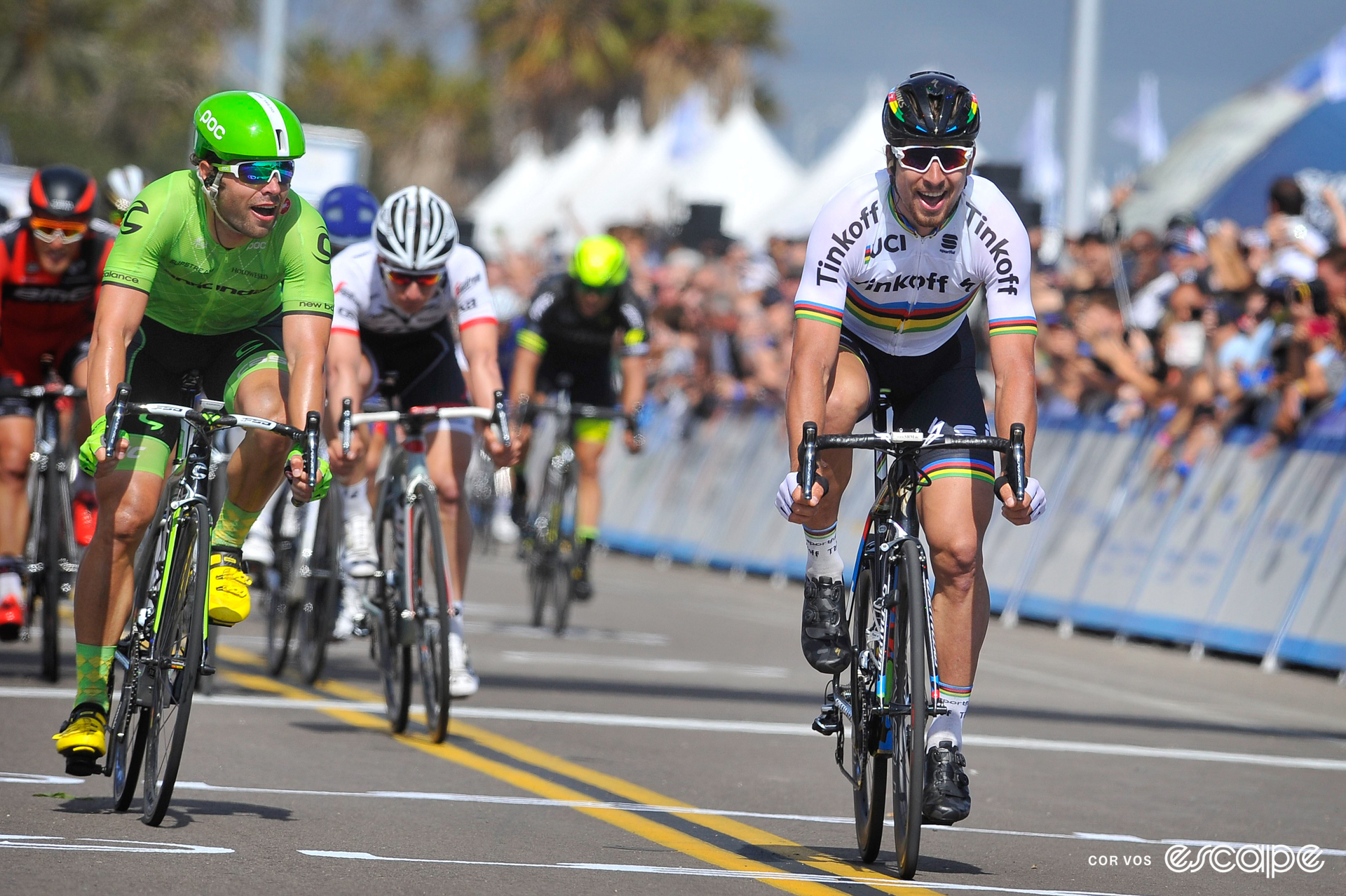 Peter Sagan celebrates winning a stage at the 2016 Tour of California.