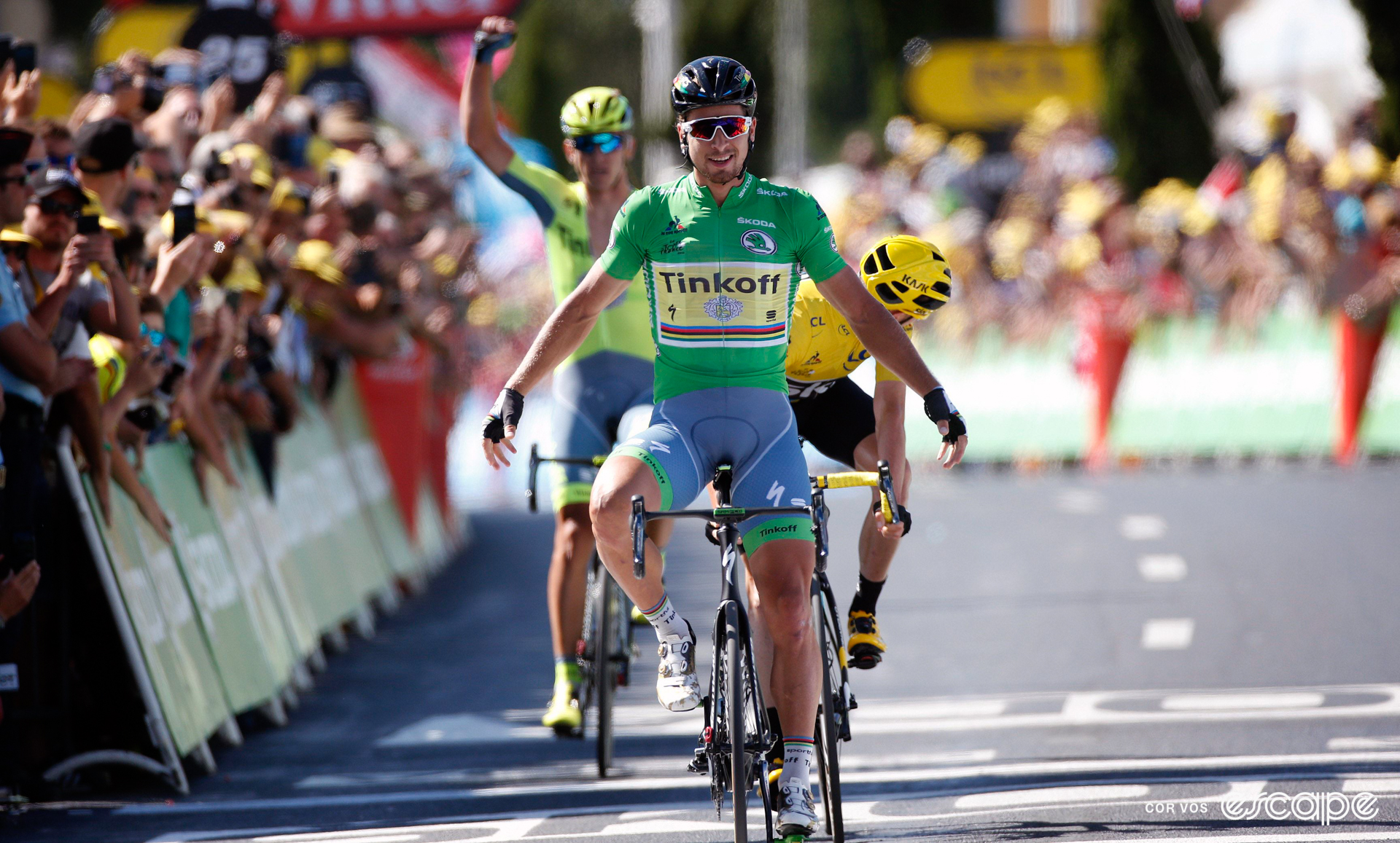 A smiling Peter Sagan celebrates winning a stage at the 2016 Tour de France.