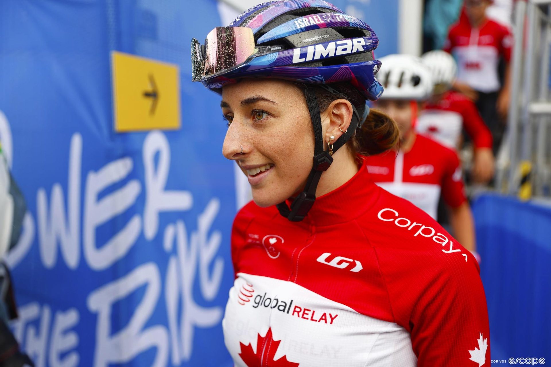 Maggie Coles-Lyster of Canada pictured during the 2023 UCI World Championships Cycling in Glasgow.