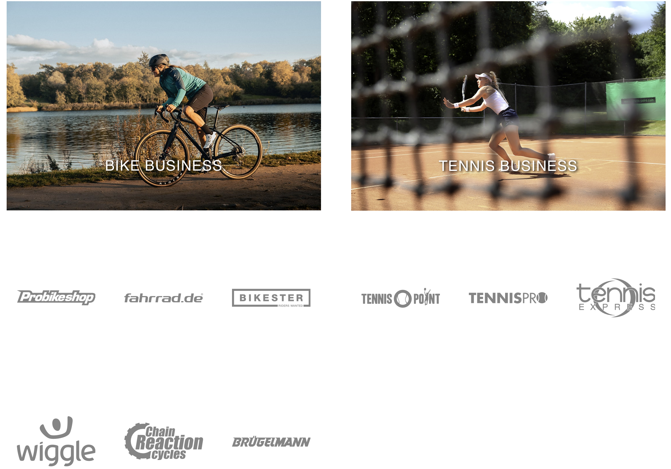 A screenshot from the Signa Sports United site showing its various retail brands, including Probikeshop, Fahrrad.de, Bikester, Wiggle, and Chain Reaction.