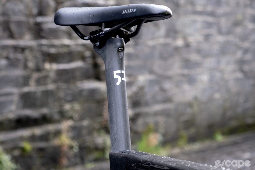 An image of the seat post on Yakob Debesay's FiftyOne bike. 