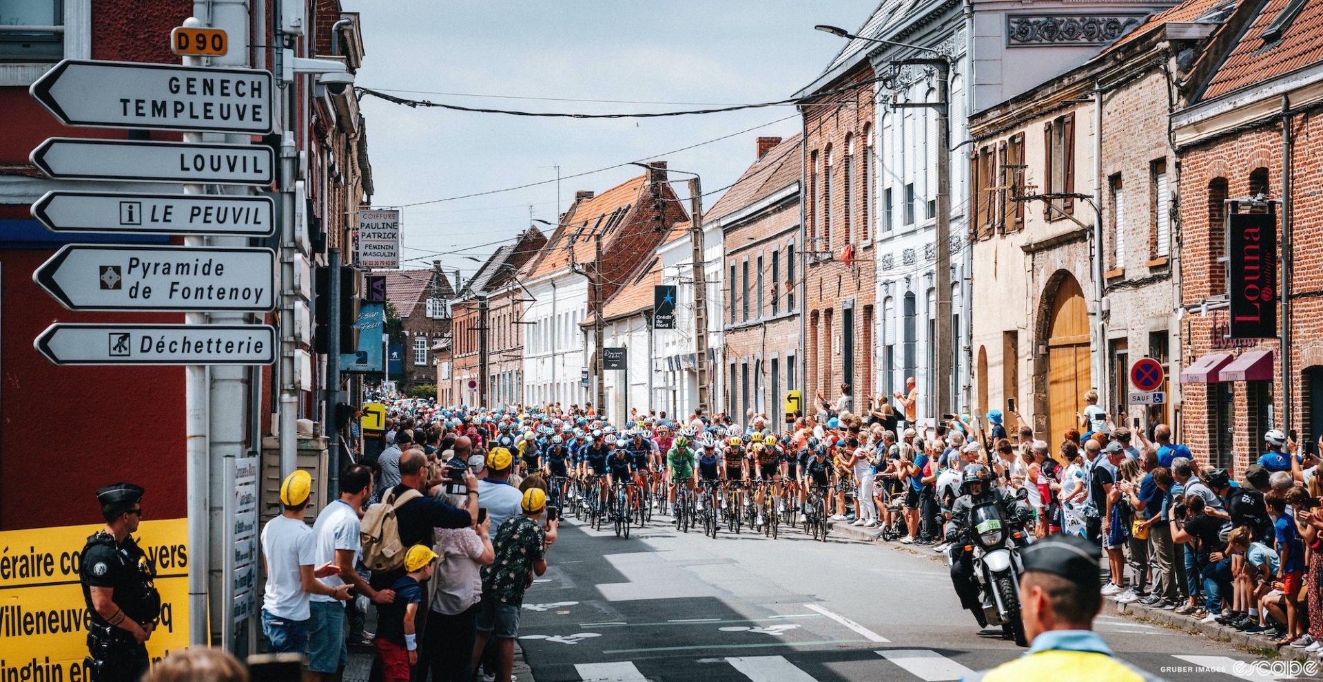The peloton in Lille at the 2022 Tour de France.