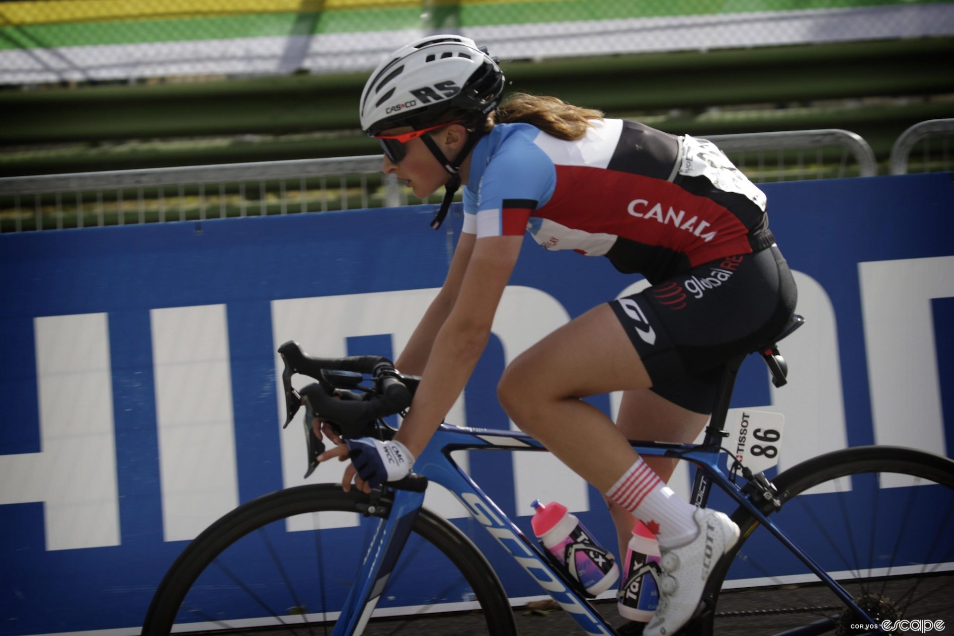 Vallieres rides a Scott while racing for Team Canada in Italy