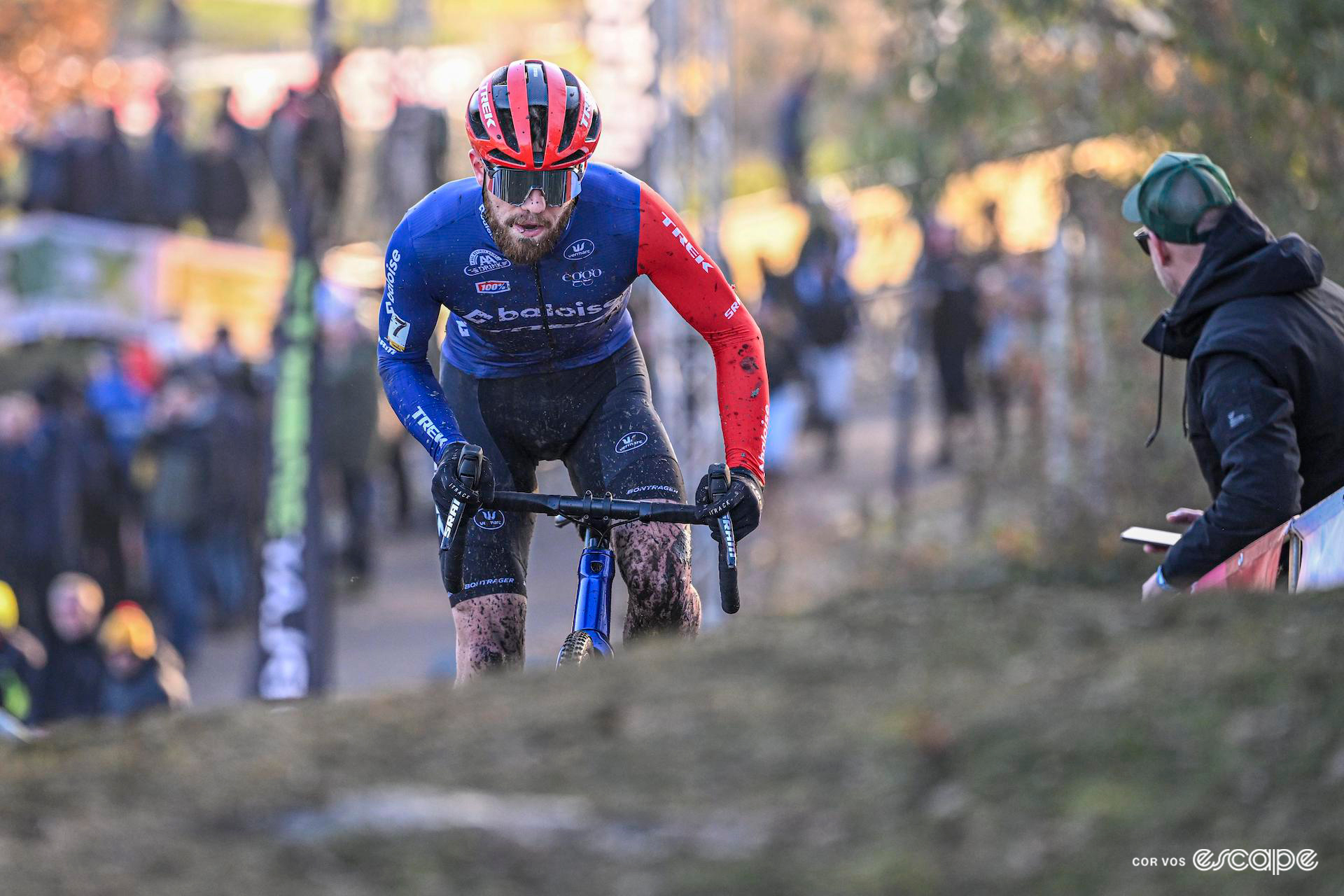 Joris Nieuwenhuis rides out of the saddle as he leads Superprestige Boom.
