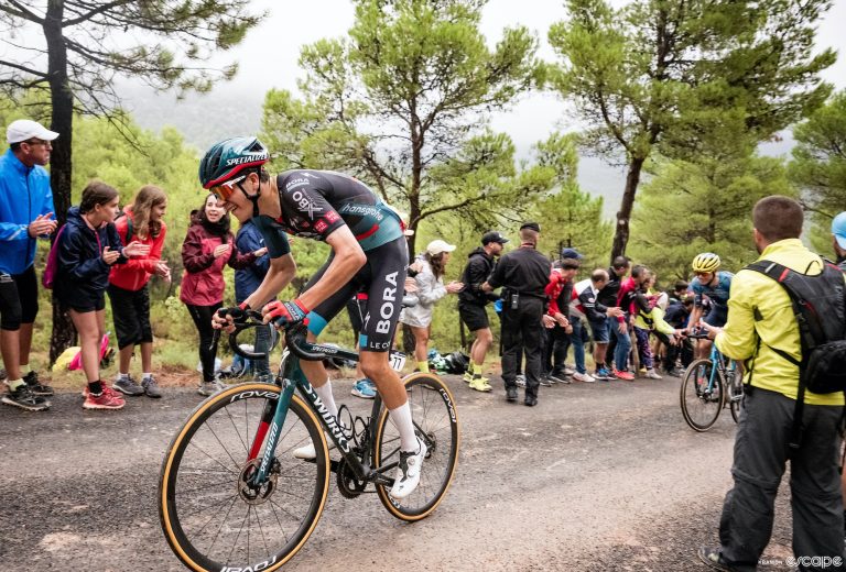 Cian Uijtdebroeks on stage 9 of the Vuelta a España.
