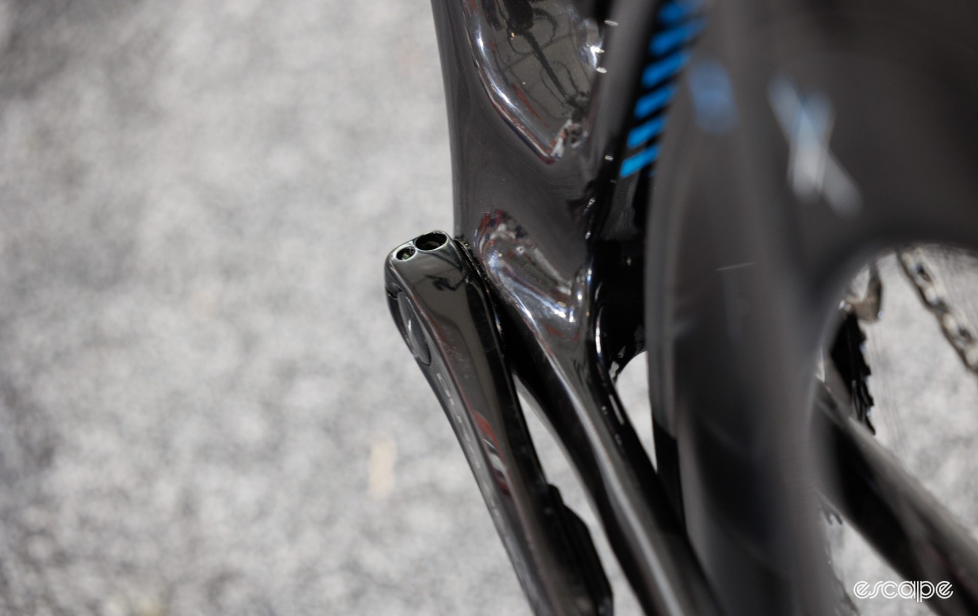 The photo shows bottom bracket of Decathlon - AG2R La Mondiale's new Van Rysel RCR bike.