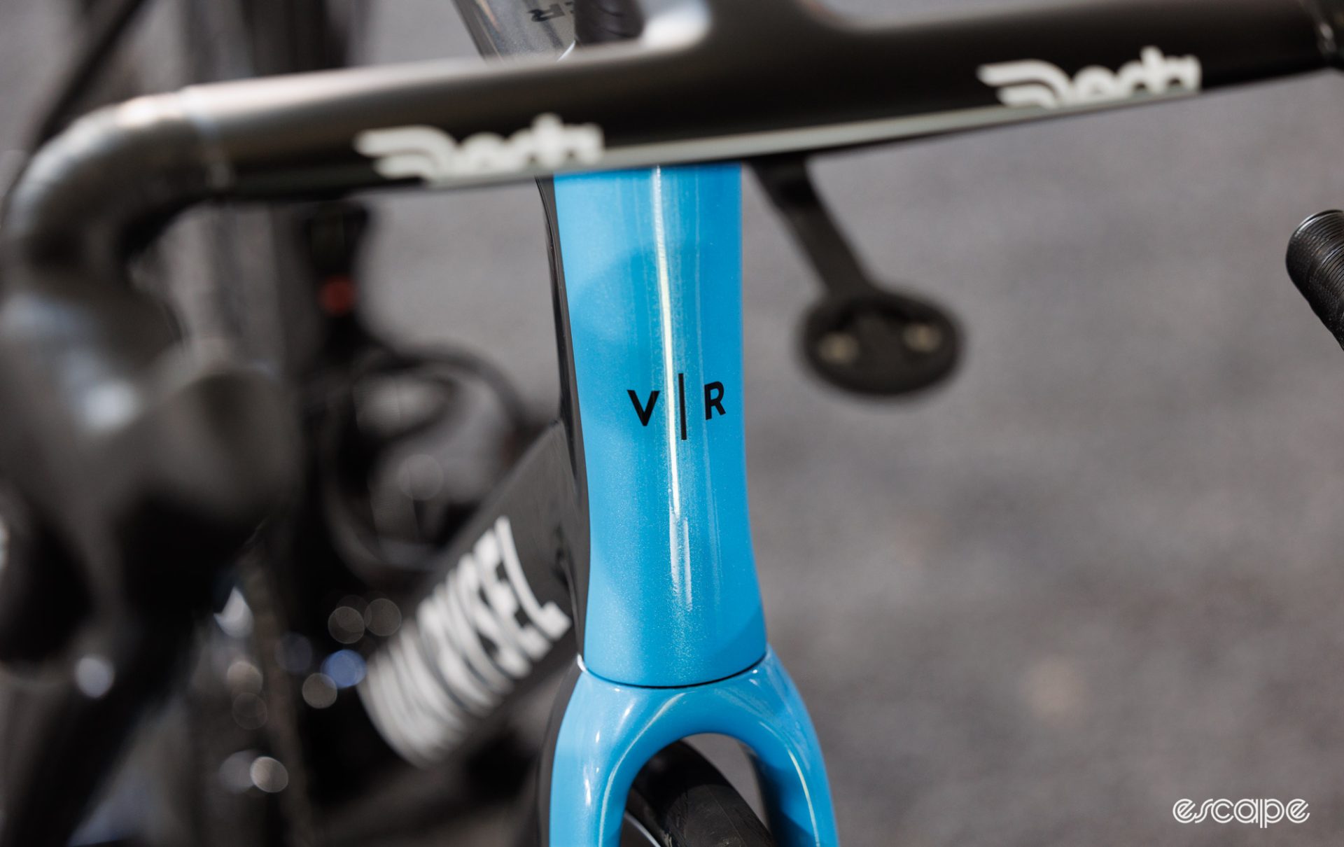 The photo shows the head tube on Decathlon - AG2R La Mondiale's new Van Rysel RCR bike.