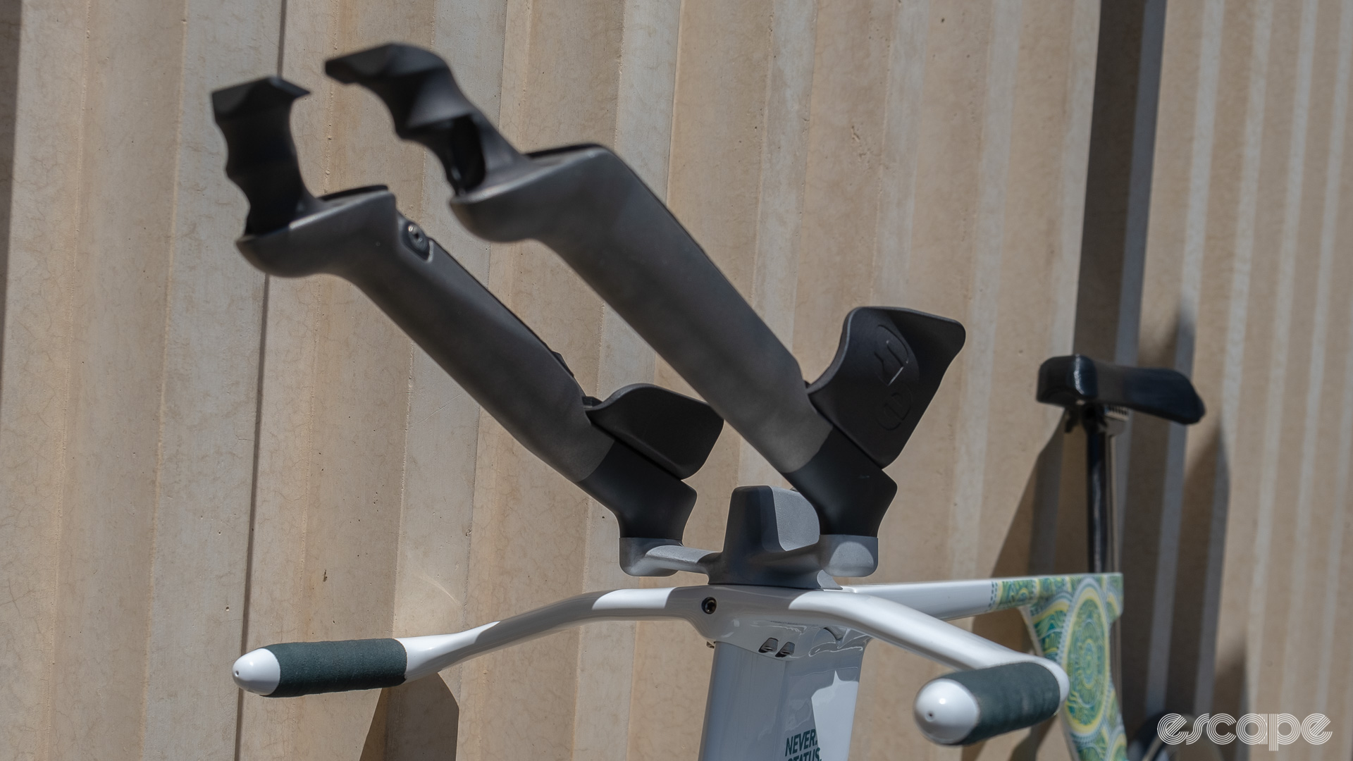 The photo shows the Sync Ergonomics aero extensions on AusCycling's Factor Hanzo Track pursuit bike.