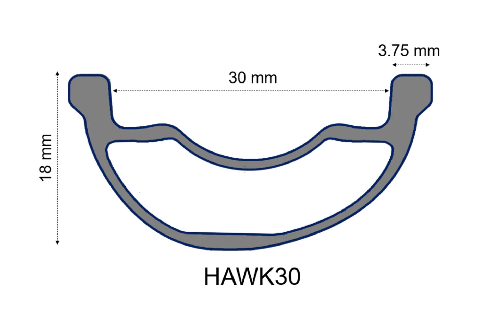 Berd Hawk30 rim profile schematic