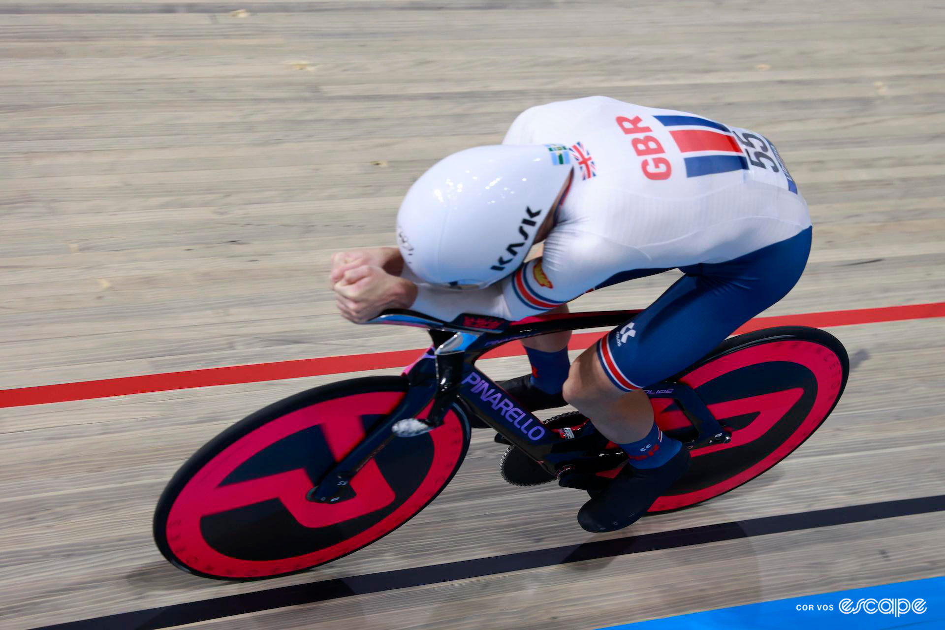 Daniel Bigham of Great Britain during the Individual Pursuit at the 2024 European Track Championships.