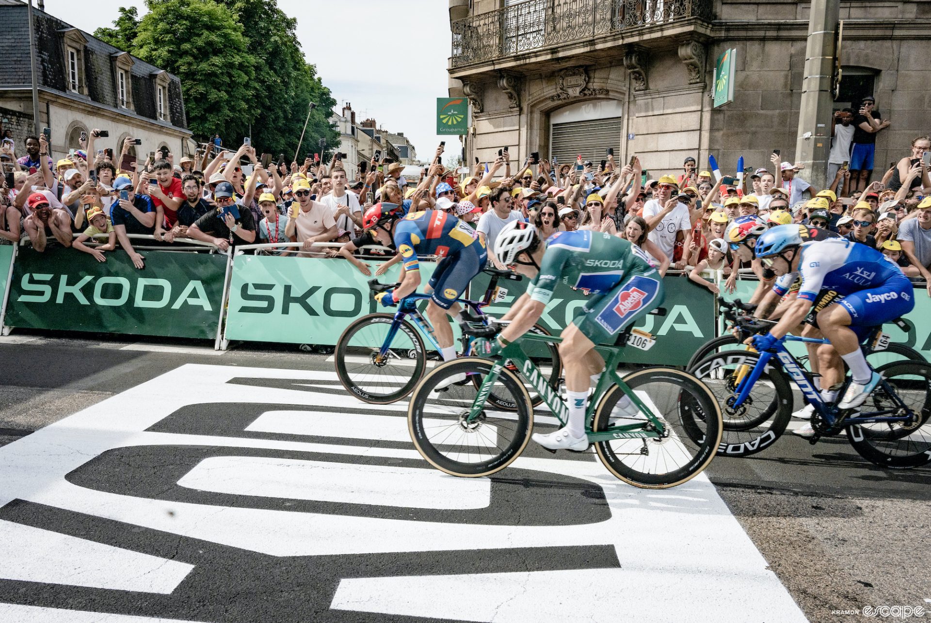 A sprint at the Tour de France.