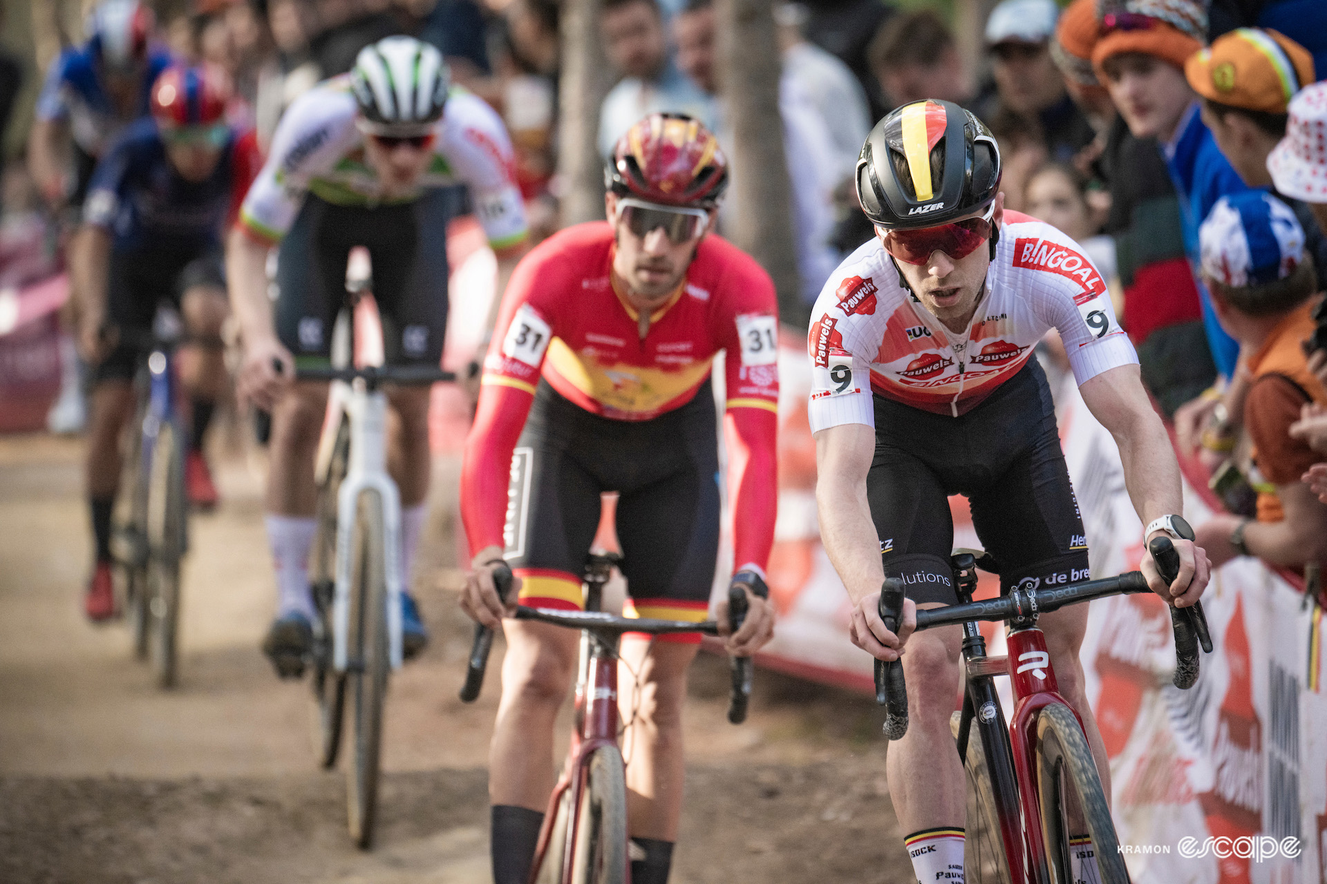 World Cup leader Eli Iserbyt and Spanish national champion Felipe Orts during CX World Cup Benidorm.