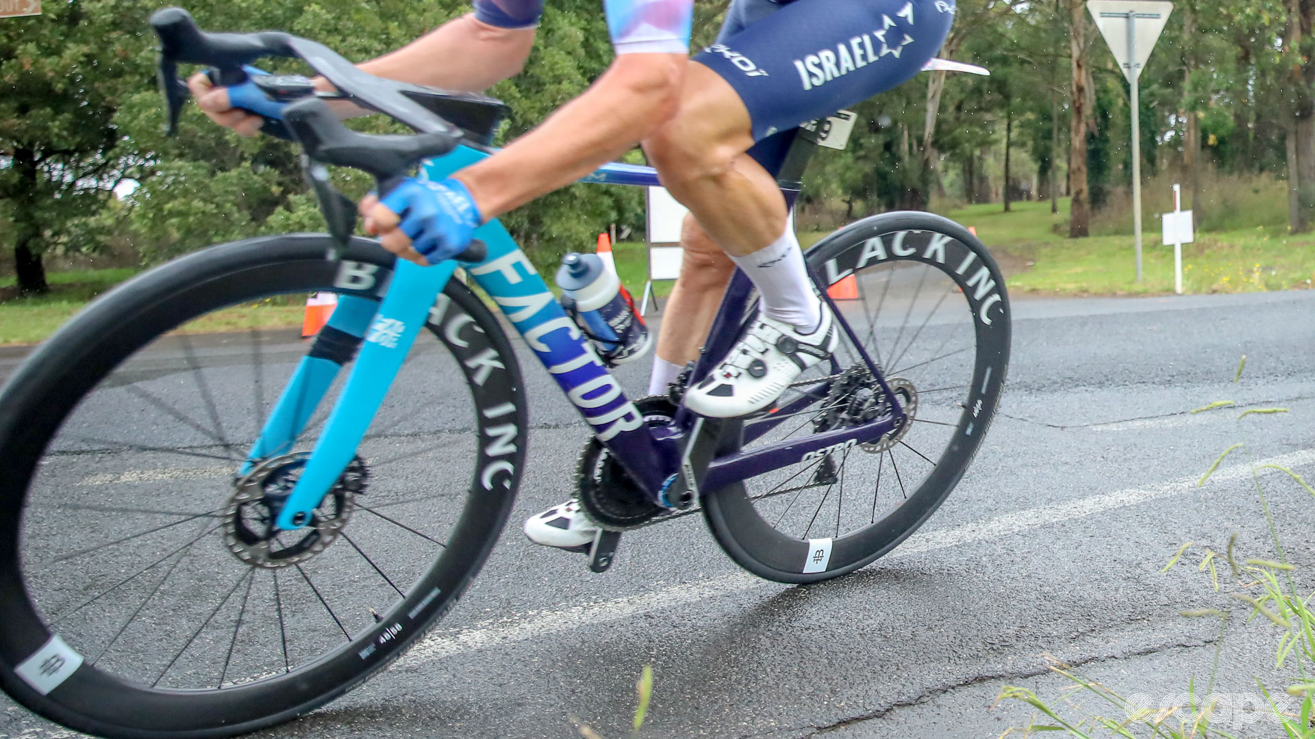 The photo shows Simon Clarke's new Factor Ostro racing at the Australian road race national championships.