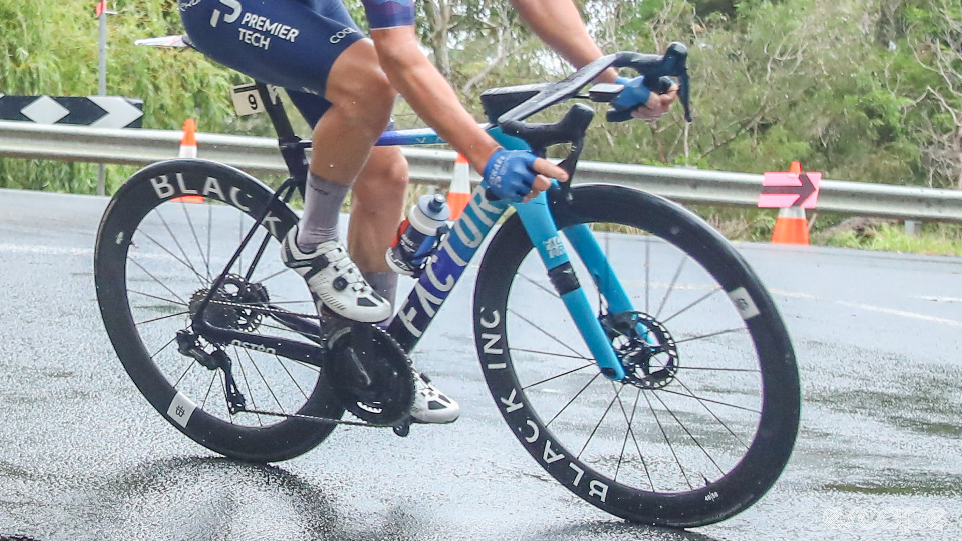The photo shows Simon Clarke's new Factor Ostro in action at the Australian road race national championships.