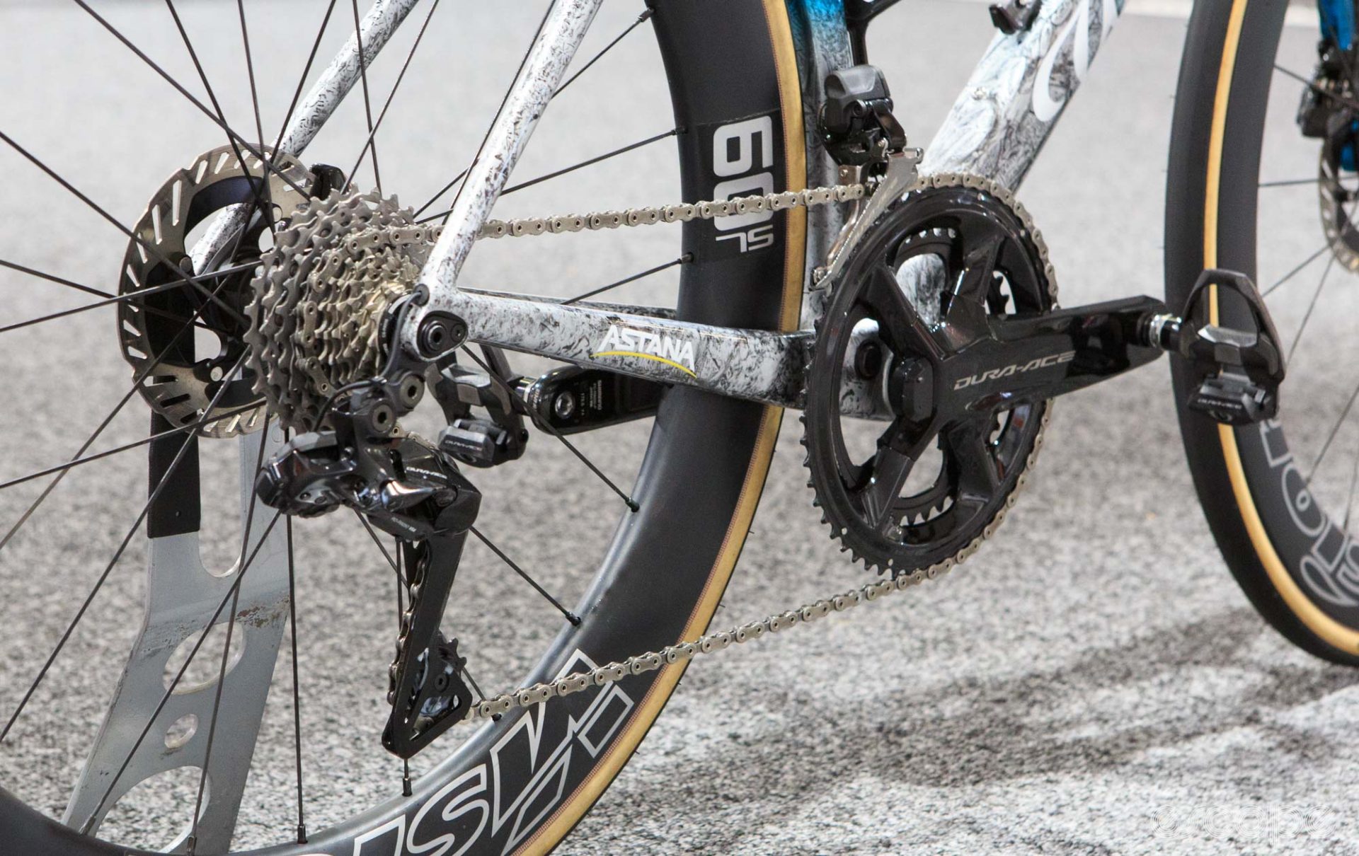 Shimano Dura-Ace groupset and Vision wheels.