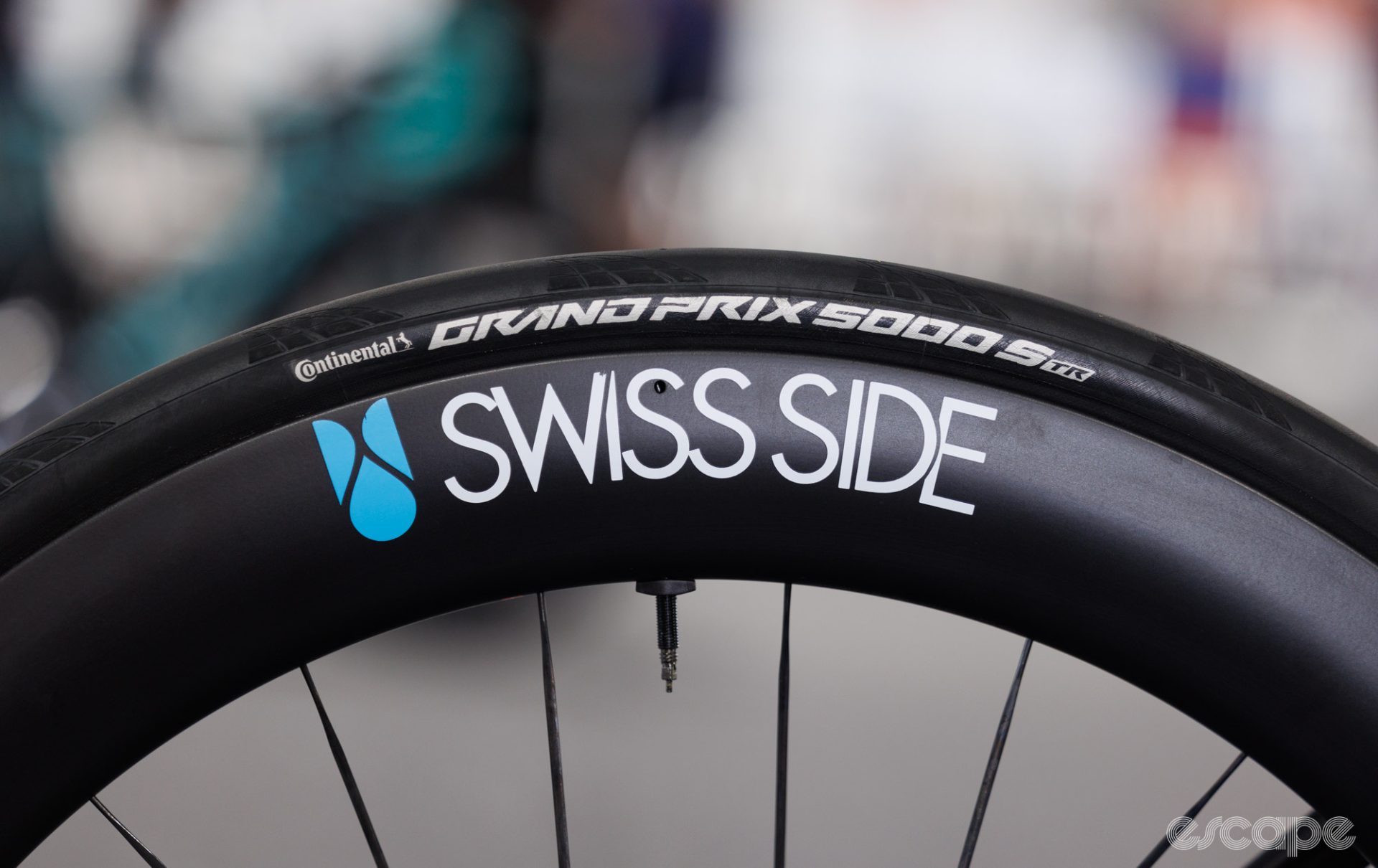 SwissSide wheels with hidden spoke nipples and Continental GP 5000 S TR tyres.