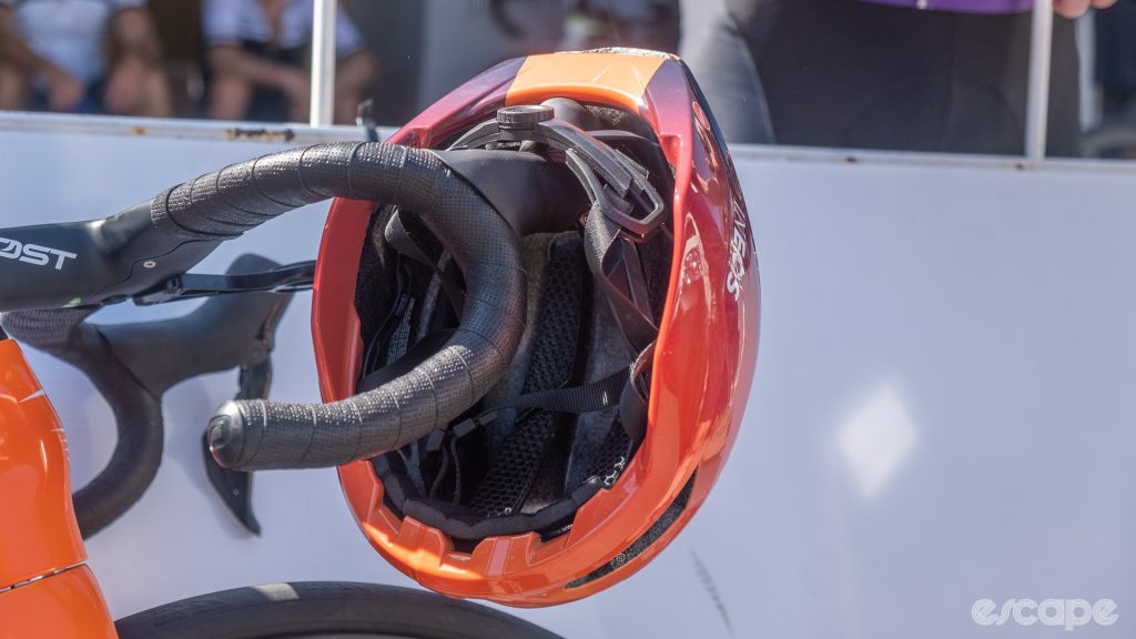 The image shows inside the new Kask Nirvana aero road helmet