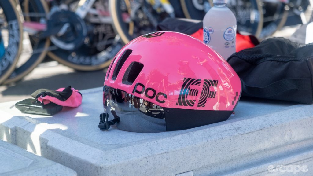 The image shows the new POC aero road helmet
