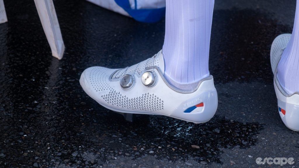 The photo shows the side of the new road shoes from Trek.