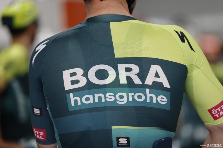 A Bora-Hansgrohe rider at the Tour Down Under.