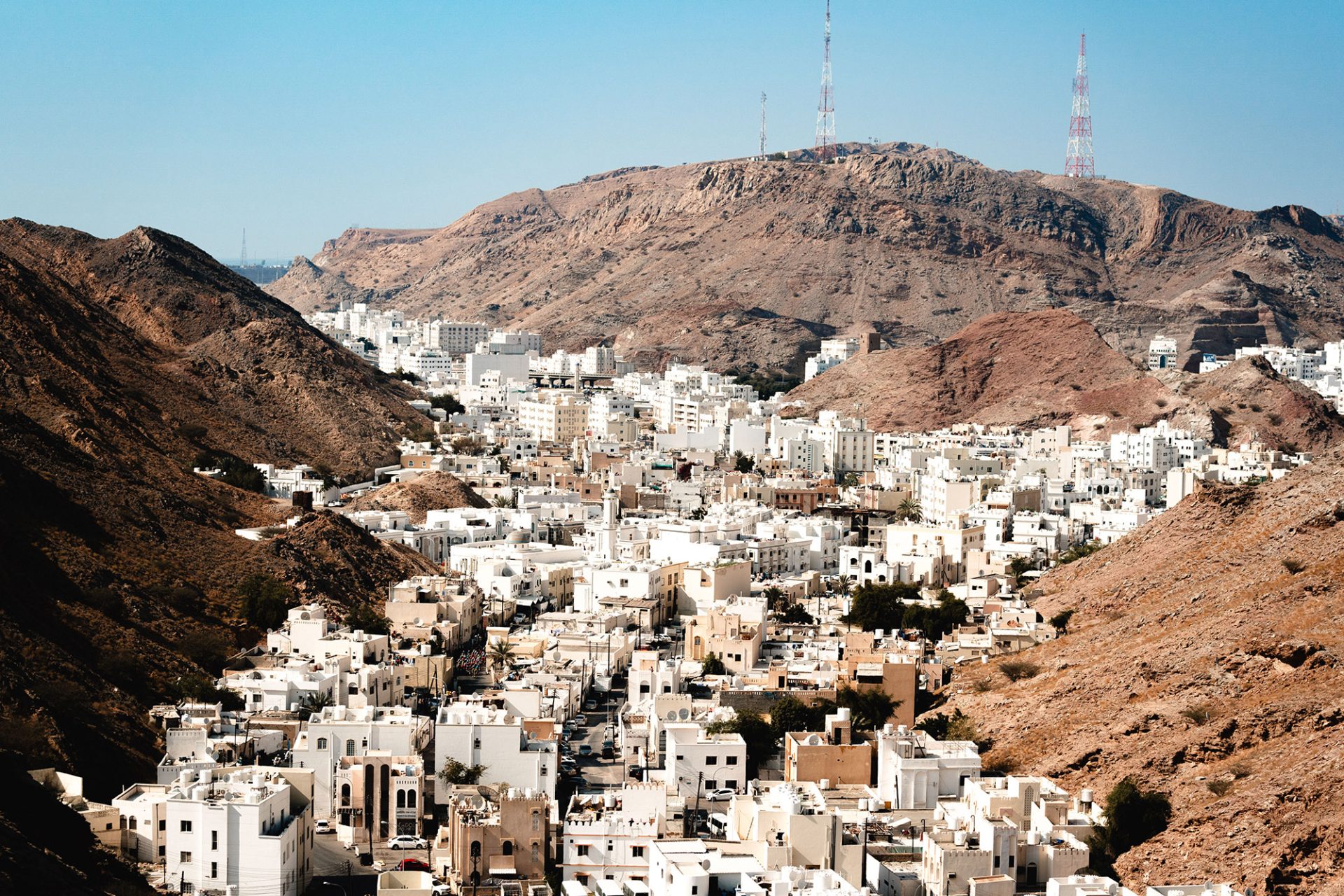 Houses in the valleys above Muscat.