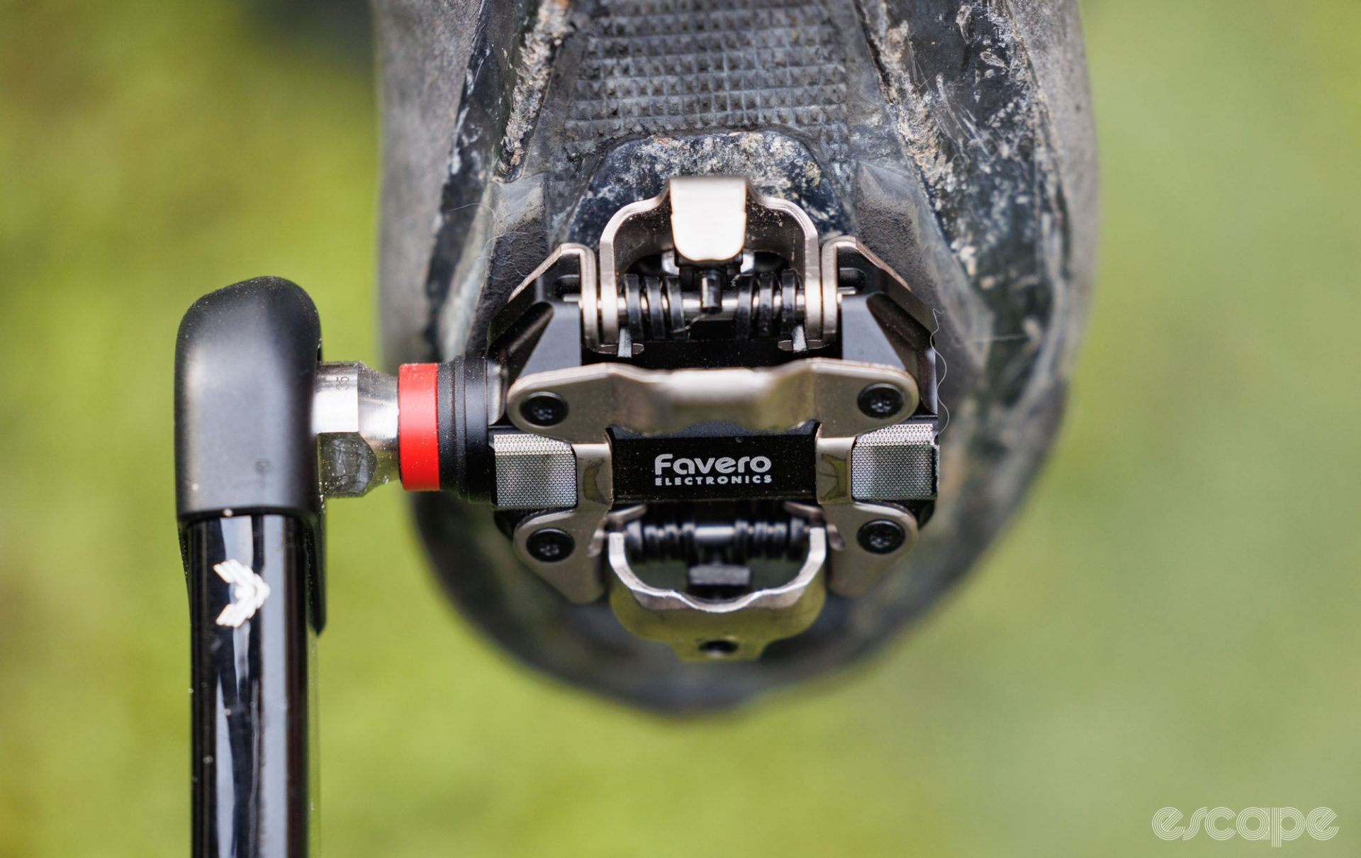 Assioma Pro MX-2 installed on a Quarq XX SL crank, with a shoe clipped in. 